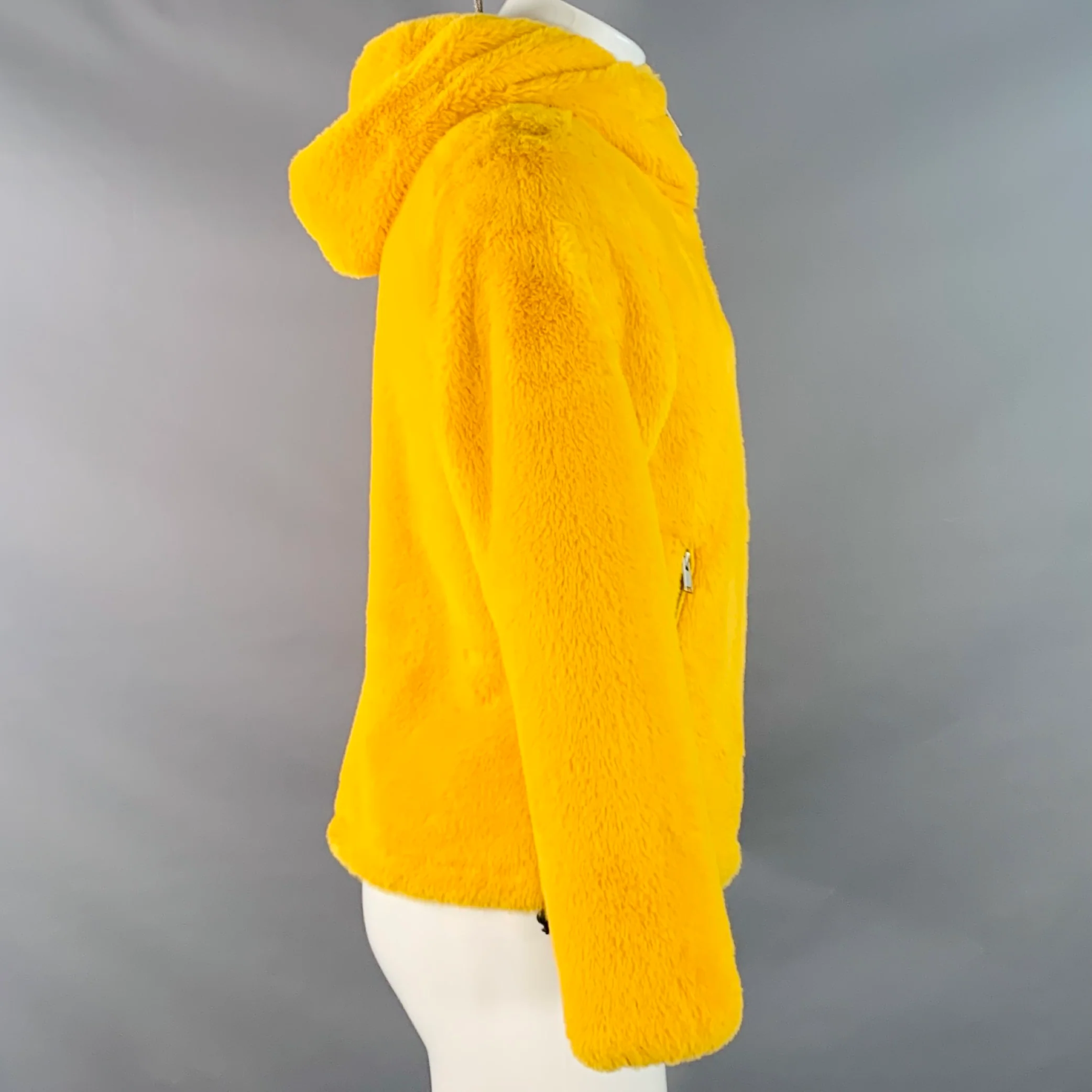 JOYRICH Size S Yellow Textured Polyester Hooded Jacket - Image 2