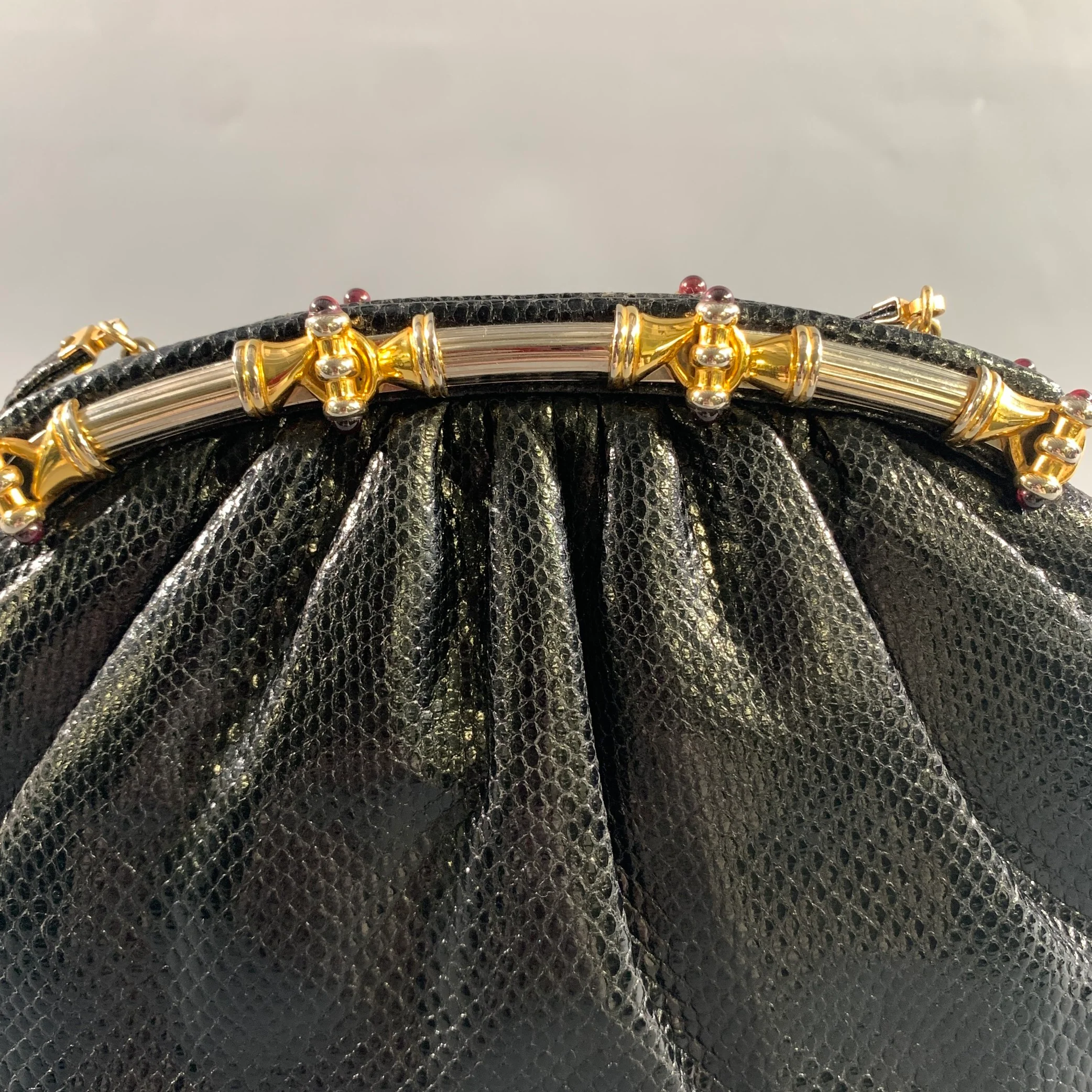 JUDITH LEIBER Black Gold Snakeskin Clutch Handbag - Image 2