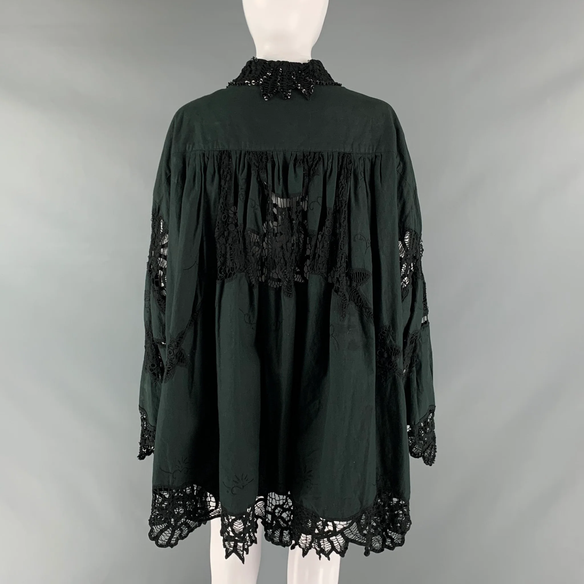 JUDY HORNBY Size S Black Cotton Eyelet Oversized Casual Top - Image 4