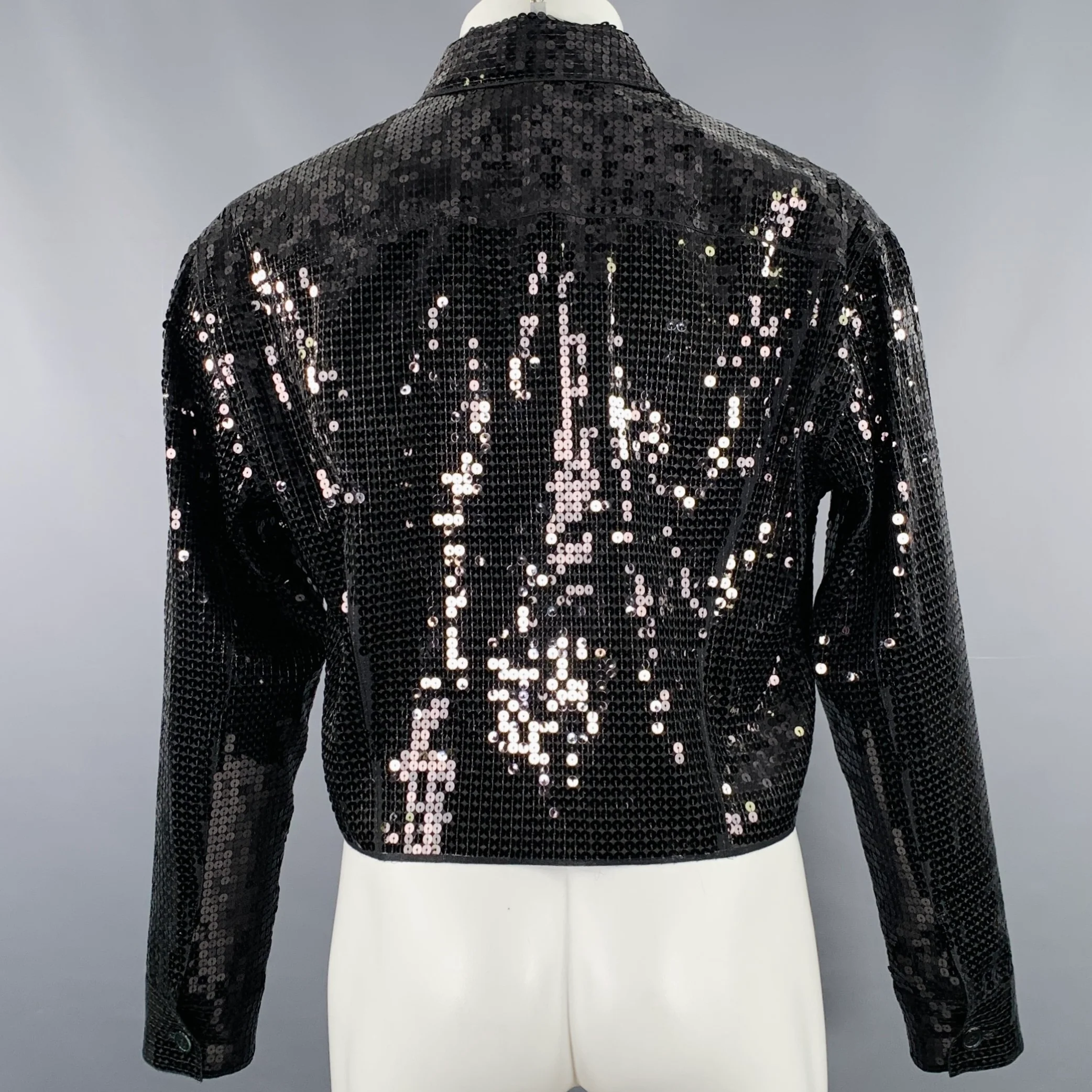 JUNYA WATANABE 2020 Size XS Black Sequined Polyester Cropped Jacket - Image 3