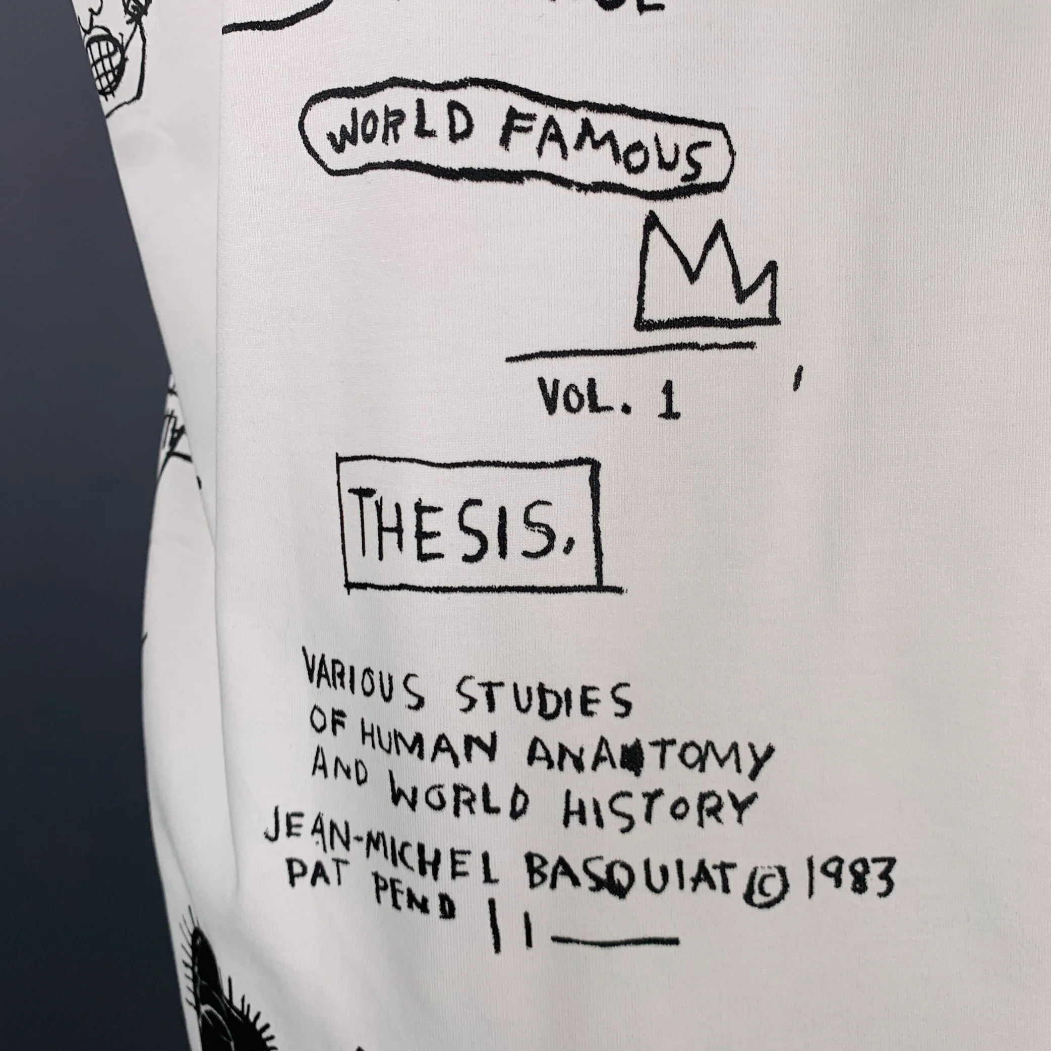 JUNYA WATANABE 2022 Size M White Black Basquiat Graphic Cotton Crew Neck T-shirt - Image 4
