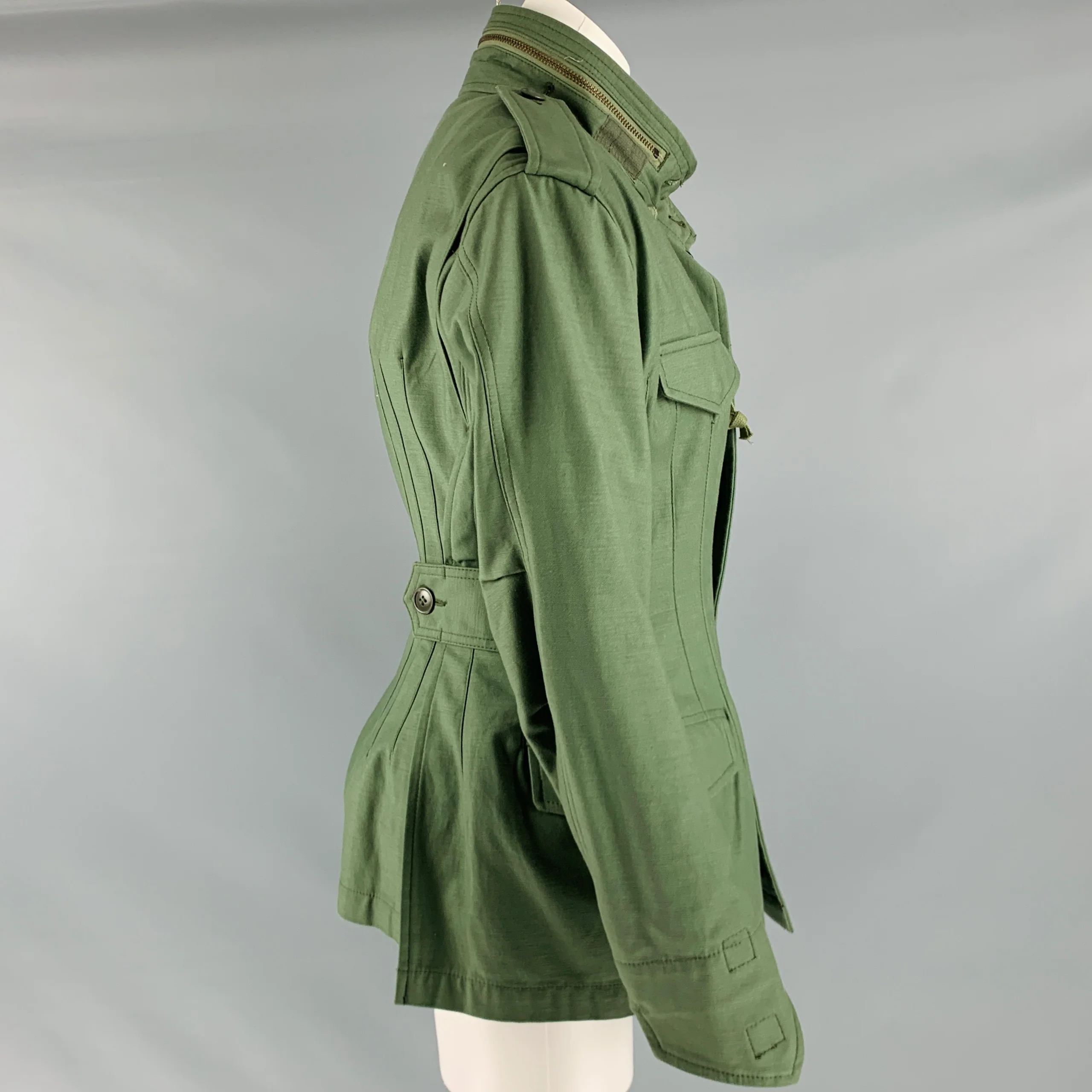 JUNYA WATANABE AW10 Runway Size L Green Cotton Military Coat - Image 3