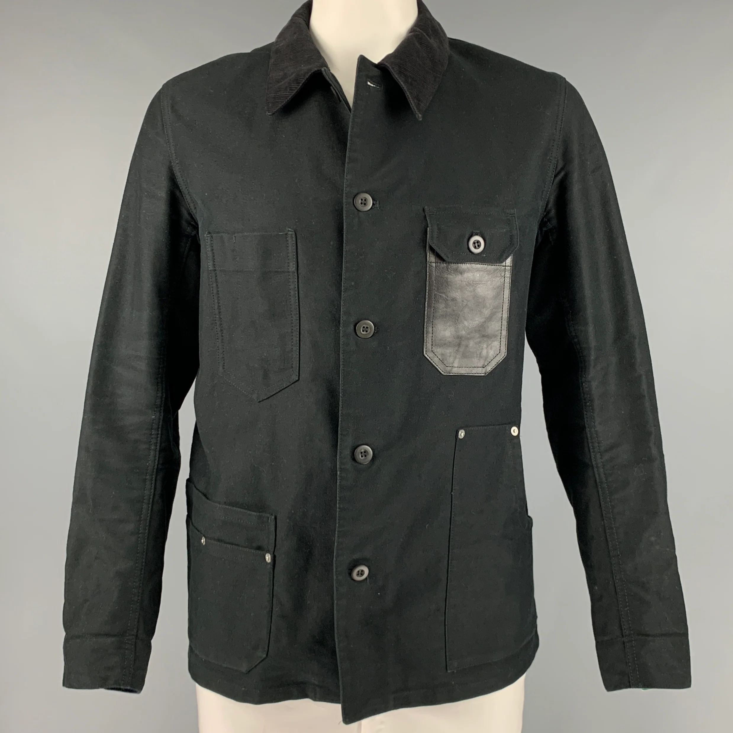 JUNYA WATANABE Size L Black Mixed Fabrics Cotton Worker Jacket