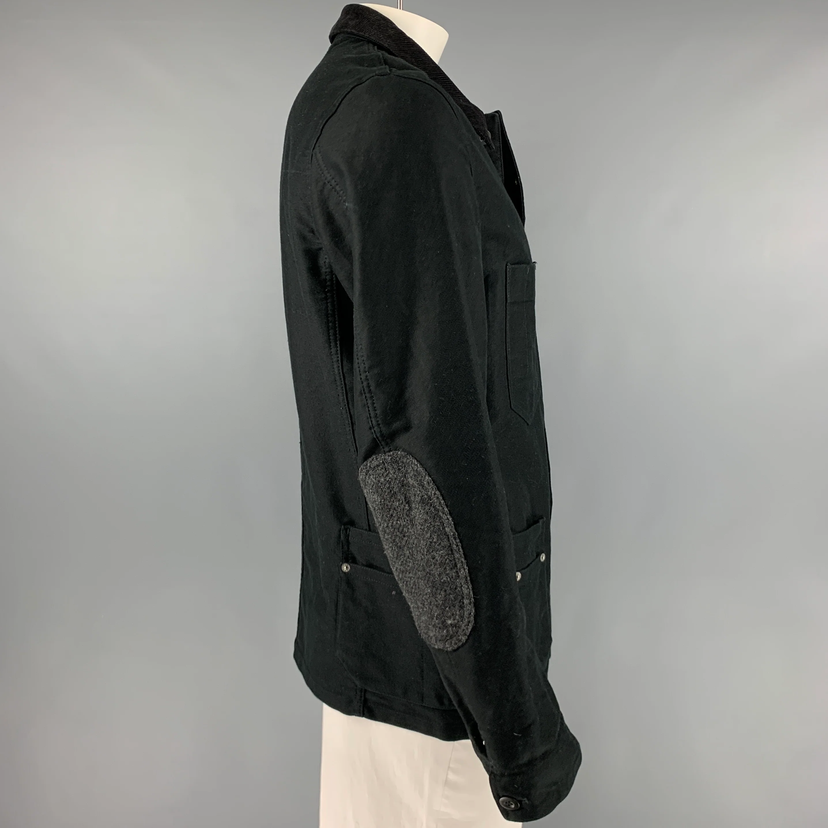 JUNYA WATANABE Size L Black Mixed Fabrics Cotton Worker Jacket - Image 2
