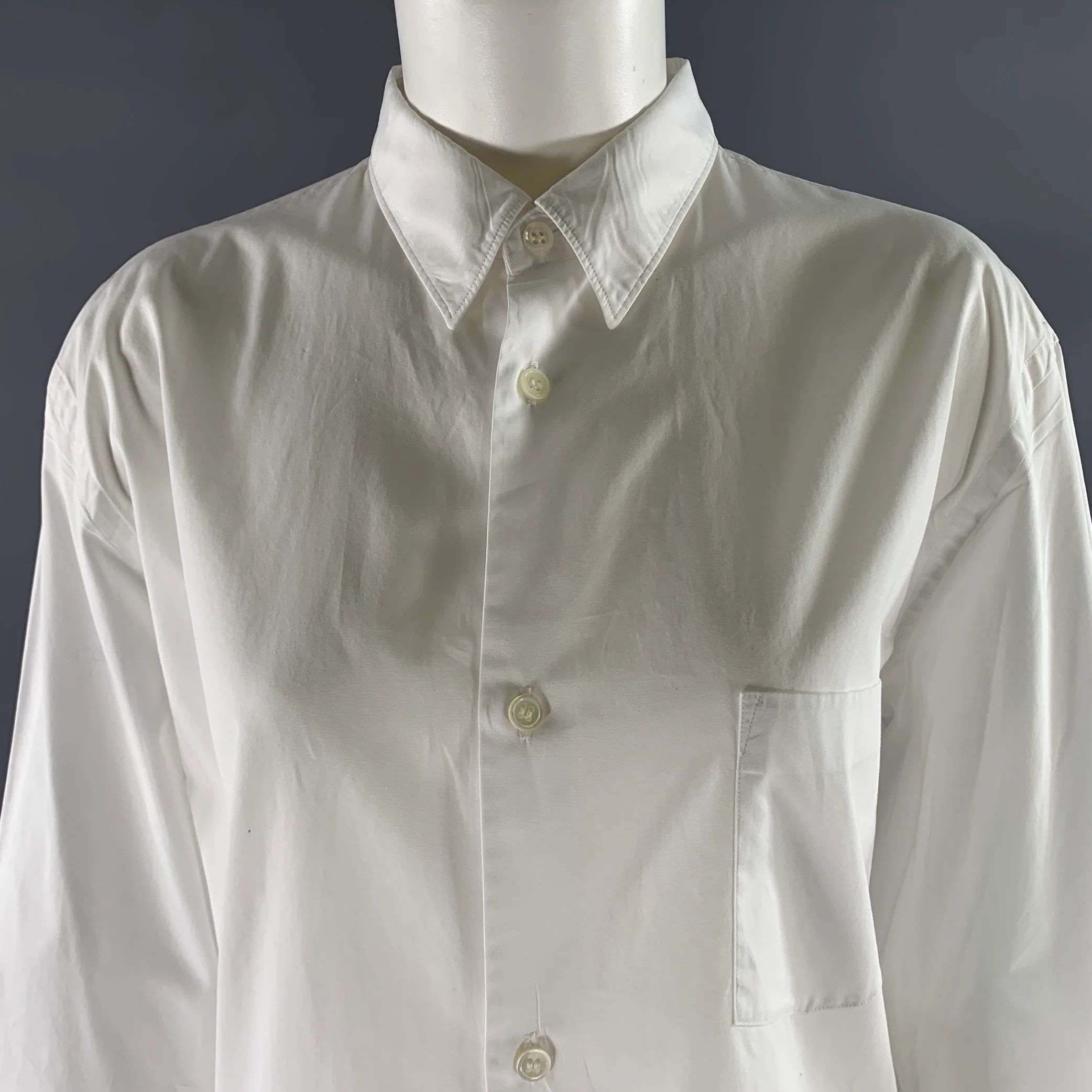 JUNYA WATANABE Size L White Cotton Pointed Collar Shirt - Image 2