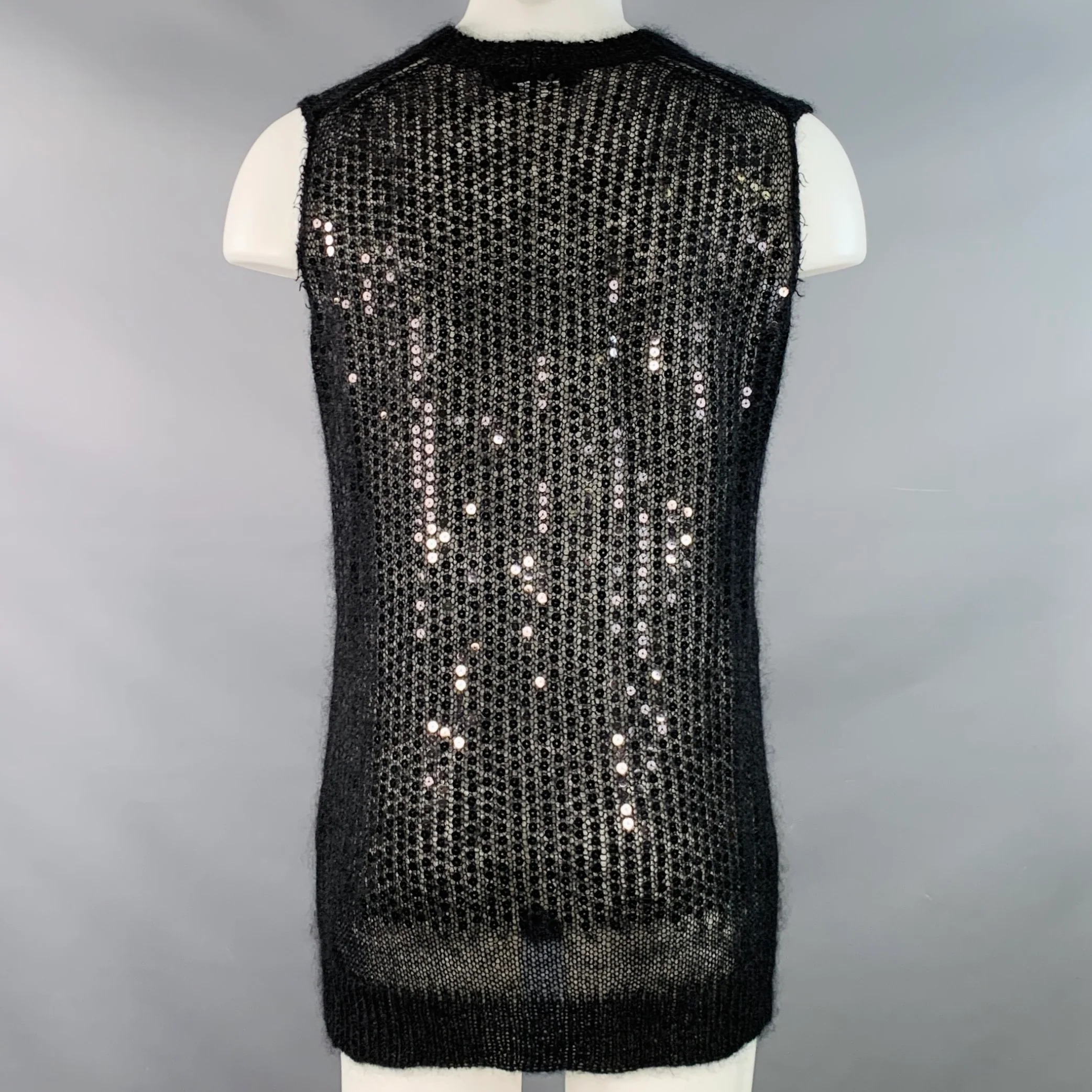JUNYA WATANABE Size M Black Sequined Knit Sleeveless Long Pullover - Image 4