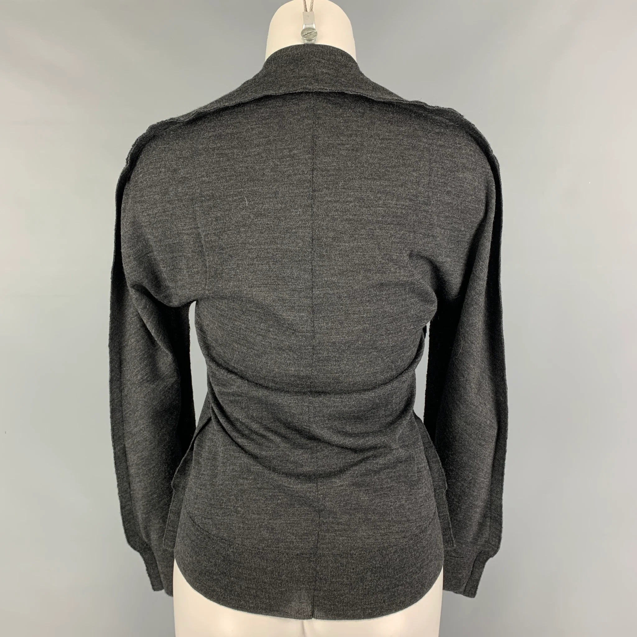 JUNYA WATANABE Size S Grey Wool Heather Long Sleeve Cardigan - Image 3