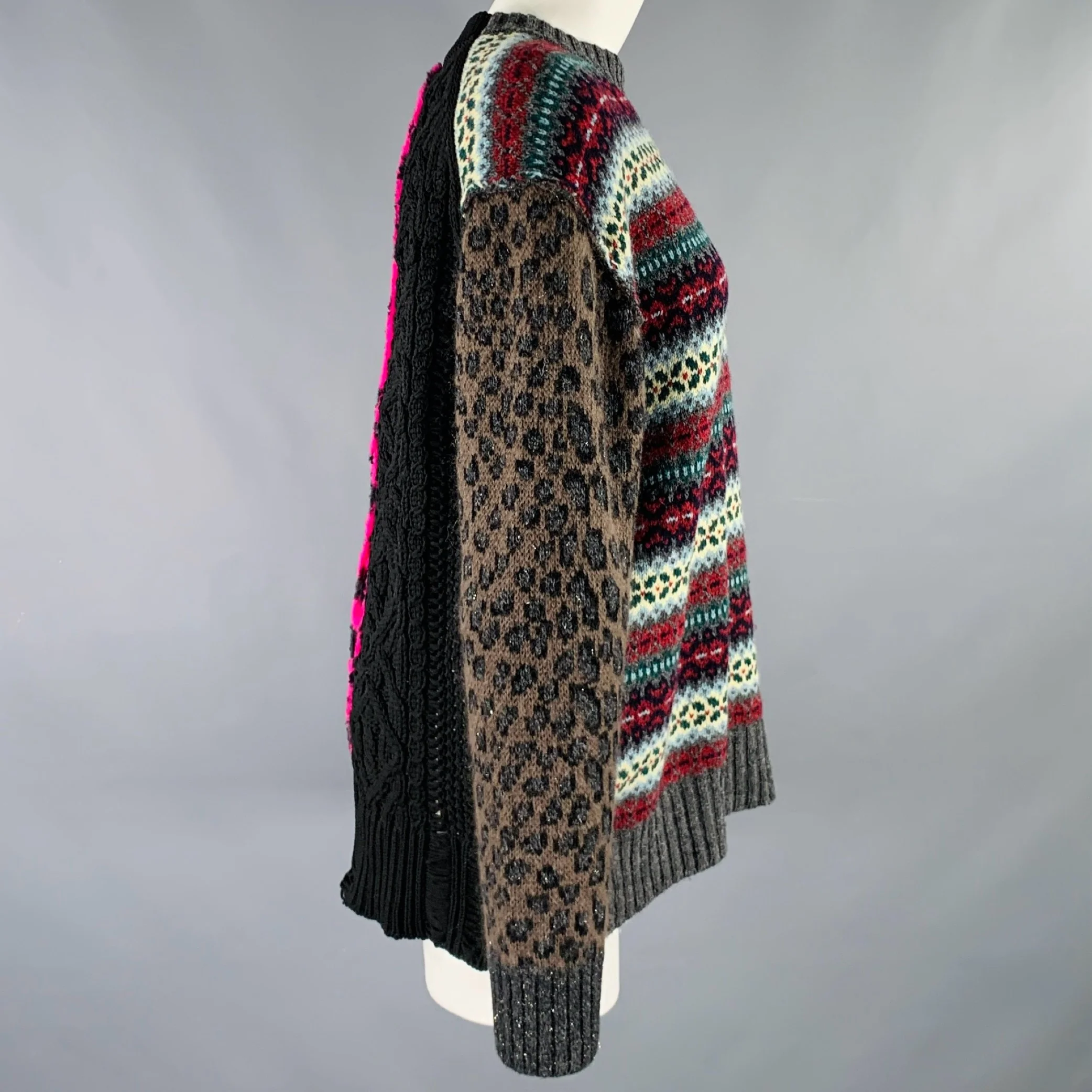 JUNYA WATANABE Size S Multi Color Wool Blend Mixed Patterns Sweater - Image 4