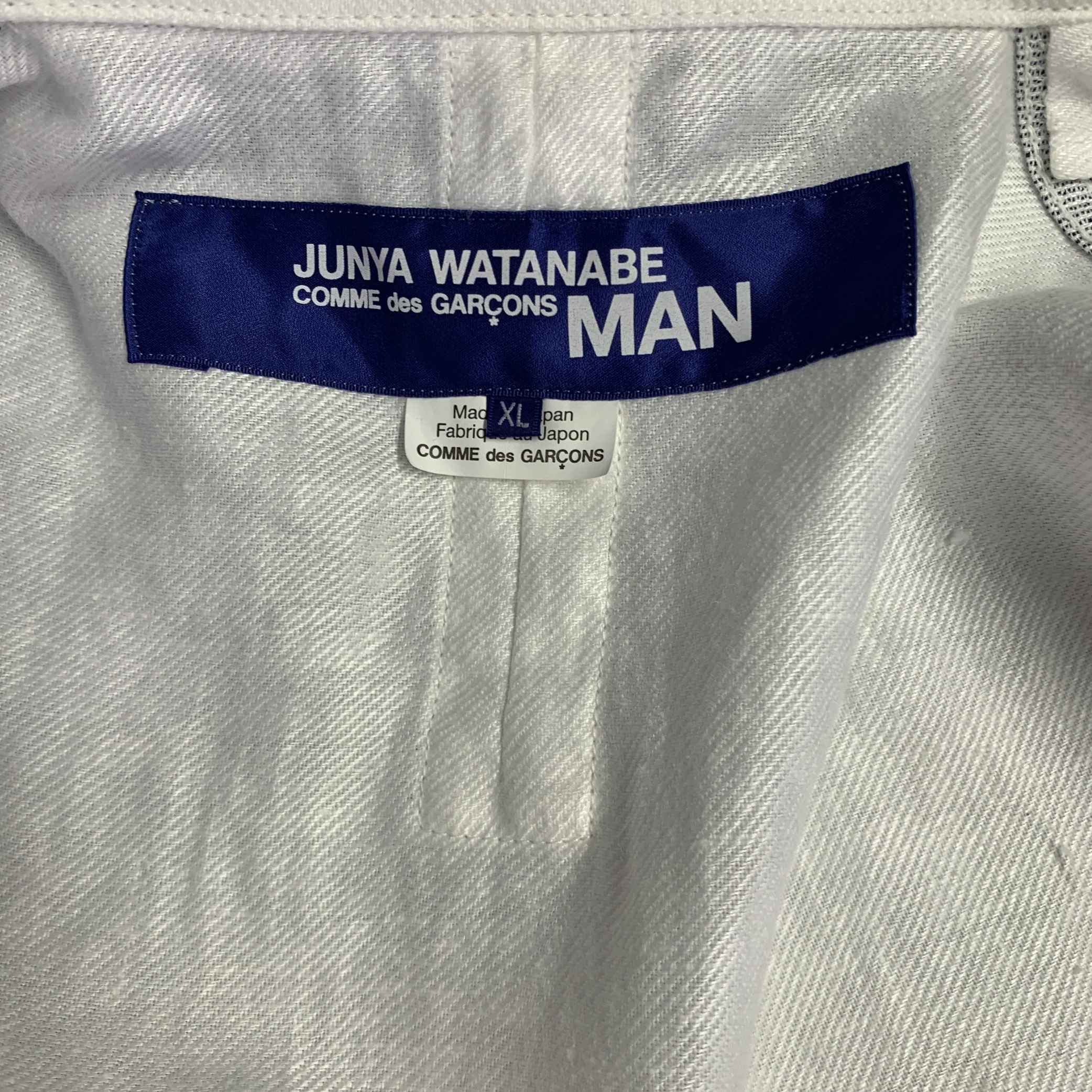 JUNYA WATANABE Size XL White Indigo Pinstripe Linen Cotton Sport Coat - Image 7