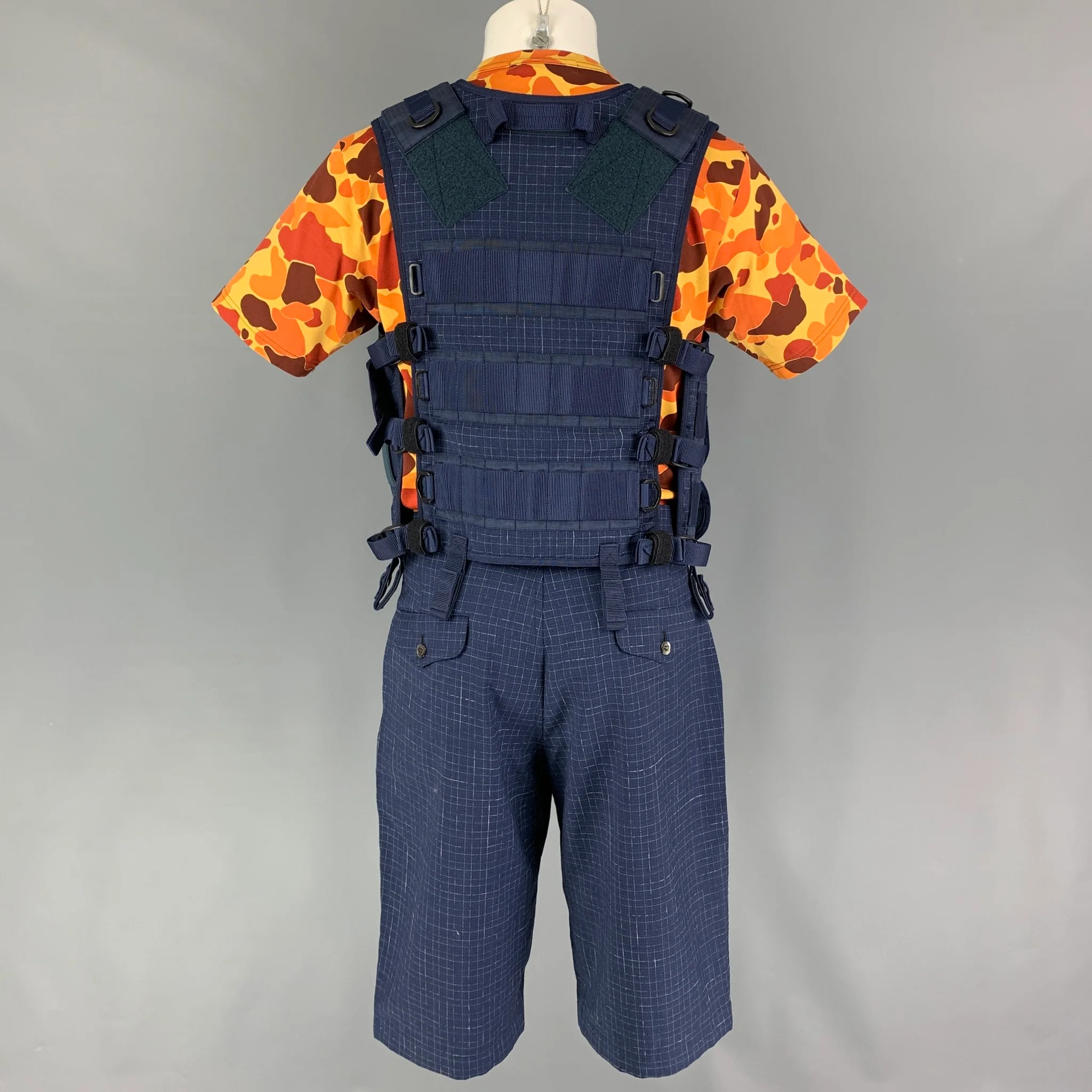 JUNYA WATANABE SS19 Size M Blue Yellow Grosgrain Utility Vest Shorts 3PC Set - Image 13