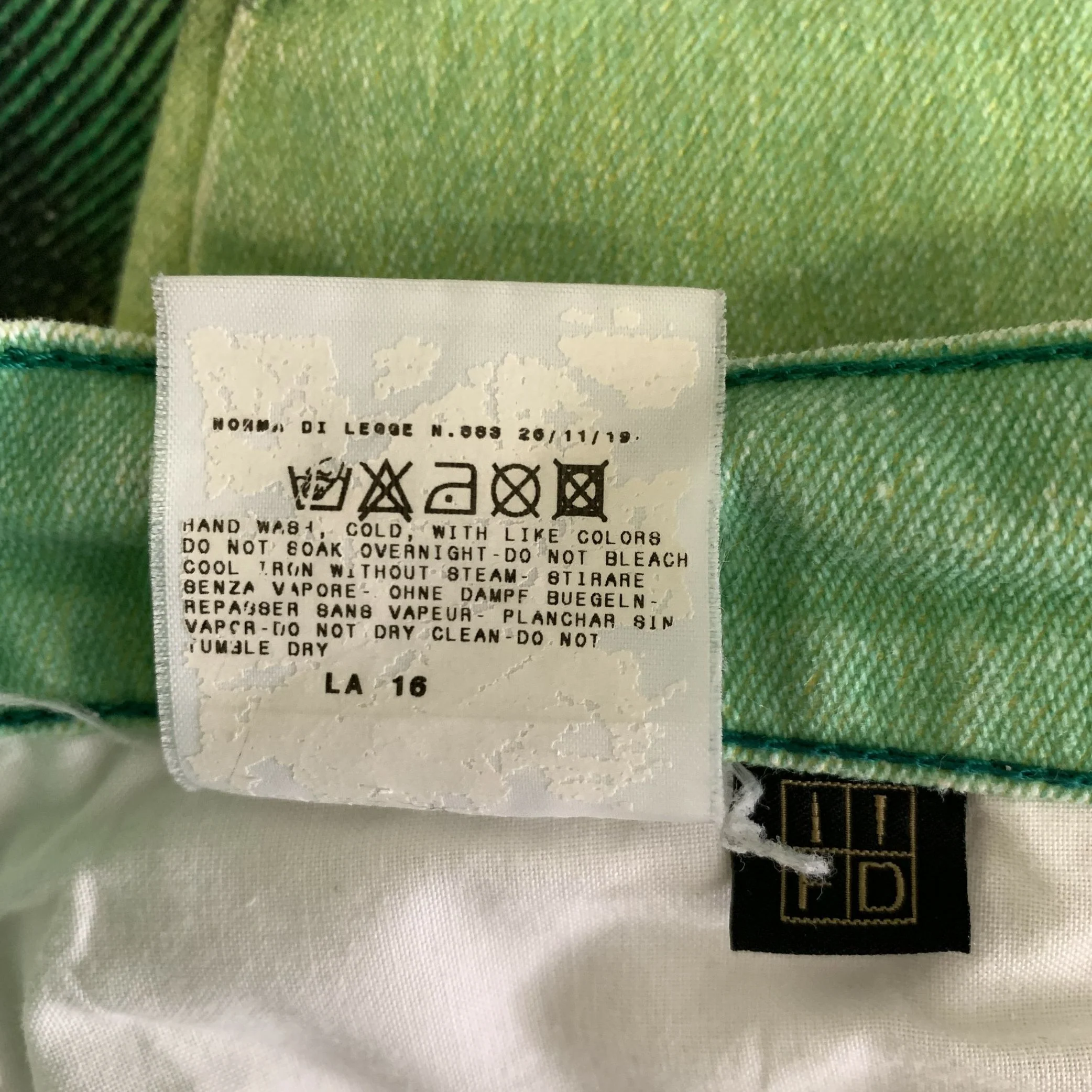 JUST CAVALLI Size 32 Green Black Cotton Blend Graphic Flared Jeans - Image 5