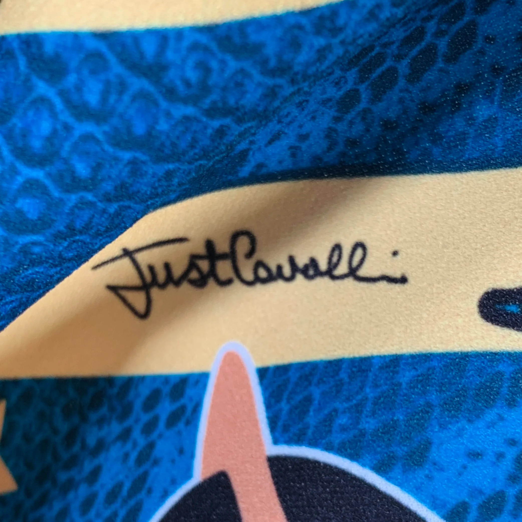 JUST CAVALLI Size 8 Blue Black Yellow Polyester Blend Pullover - Image 3