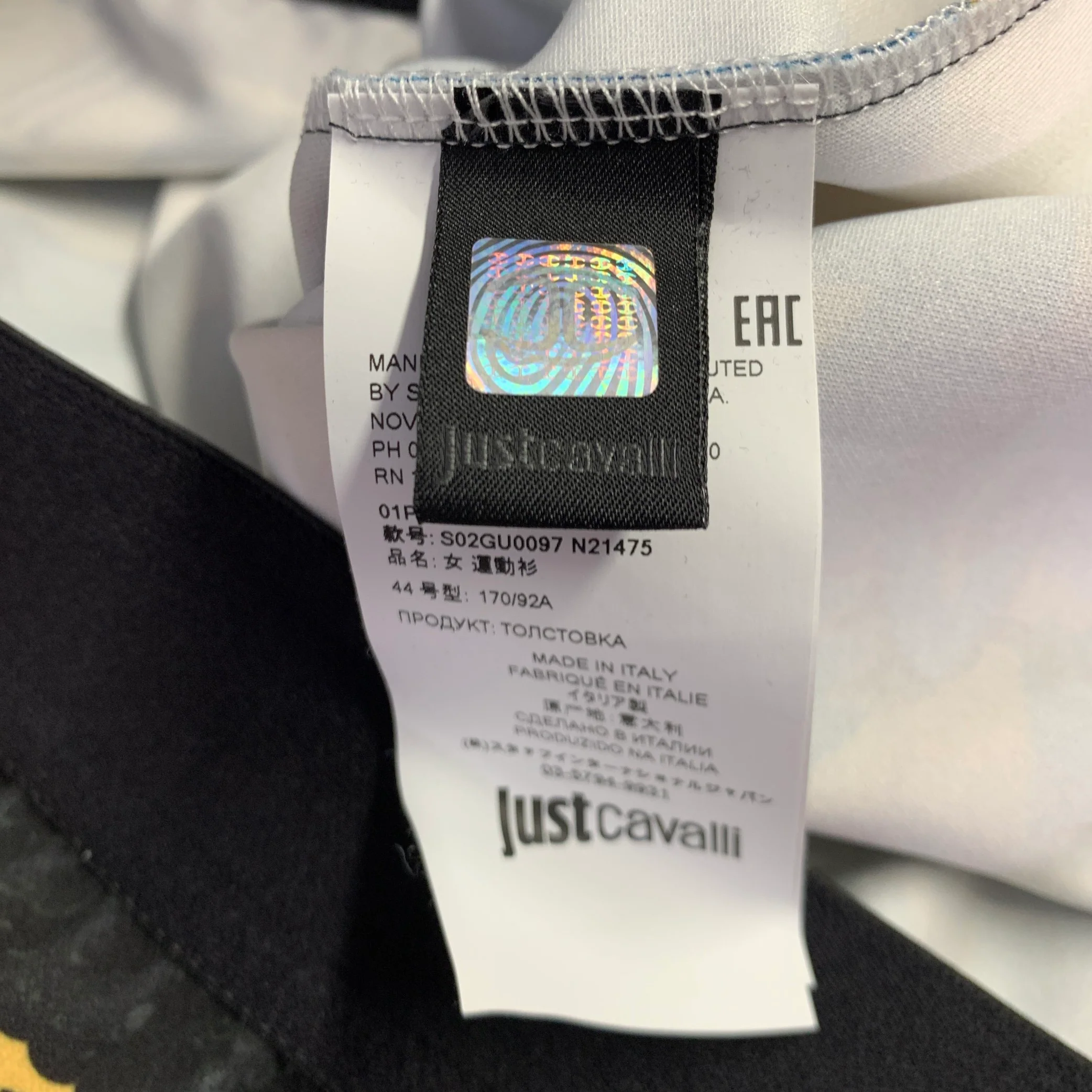 JUST CAVALLI Size 8 Blue Black Yellow Polyester Blend Pullover - Image 7