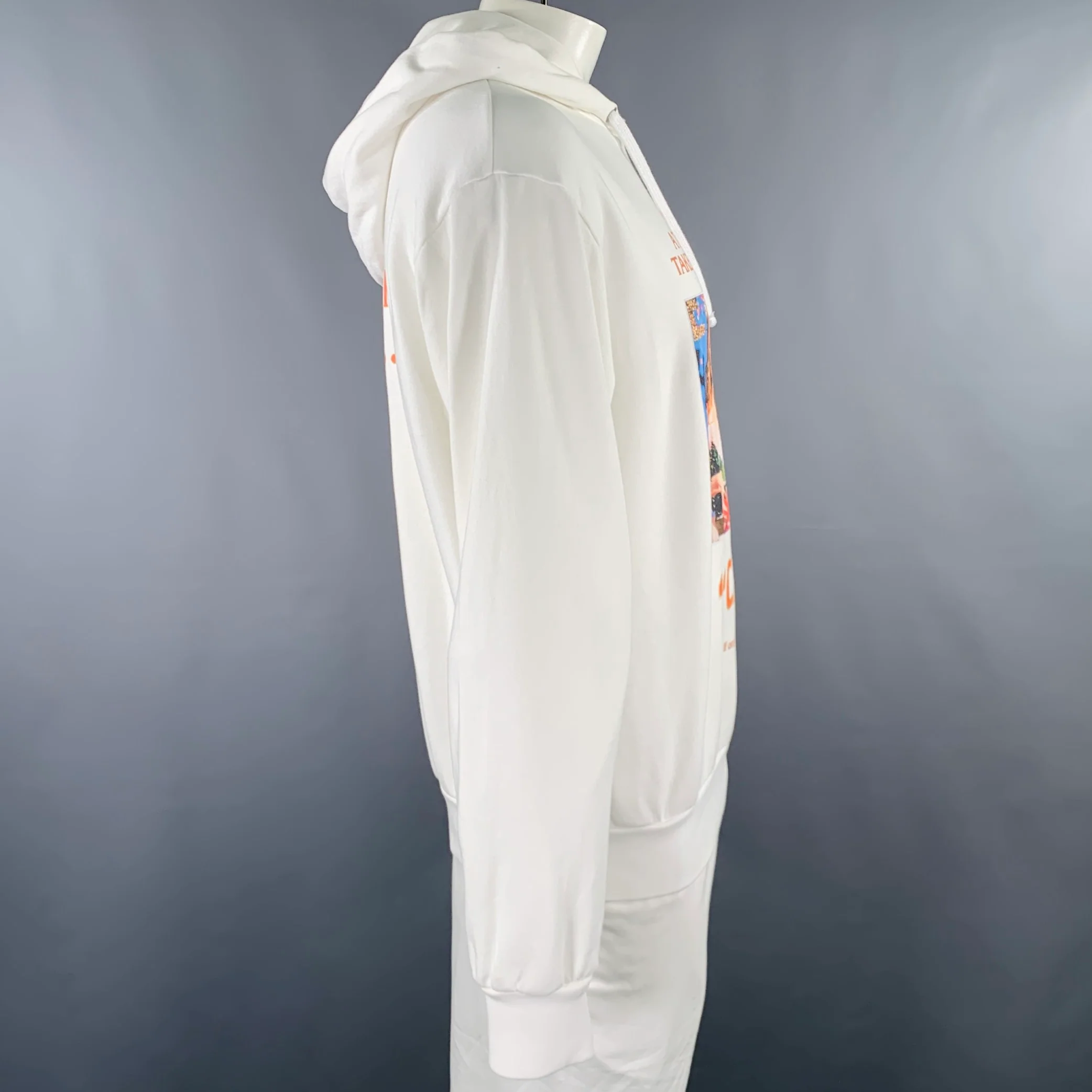 JW ANDERSON Size L White Multi Color Carrie Print Cotton Hooded Sweatshirt - Image 3