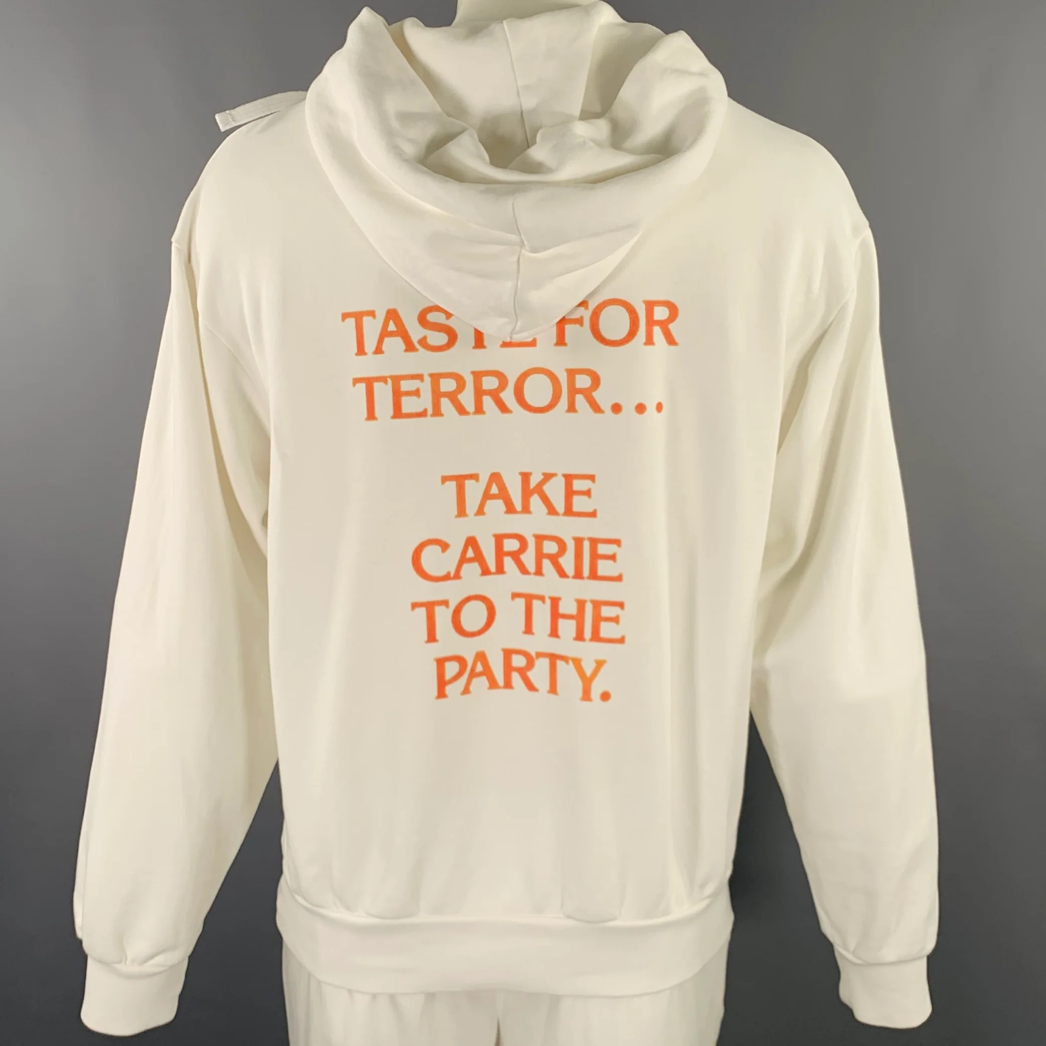 JW ANDERSON Size L White Multi Color Carrie Print Cotton Hooded Sweatshirt - Image 4