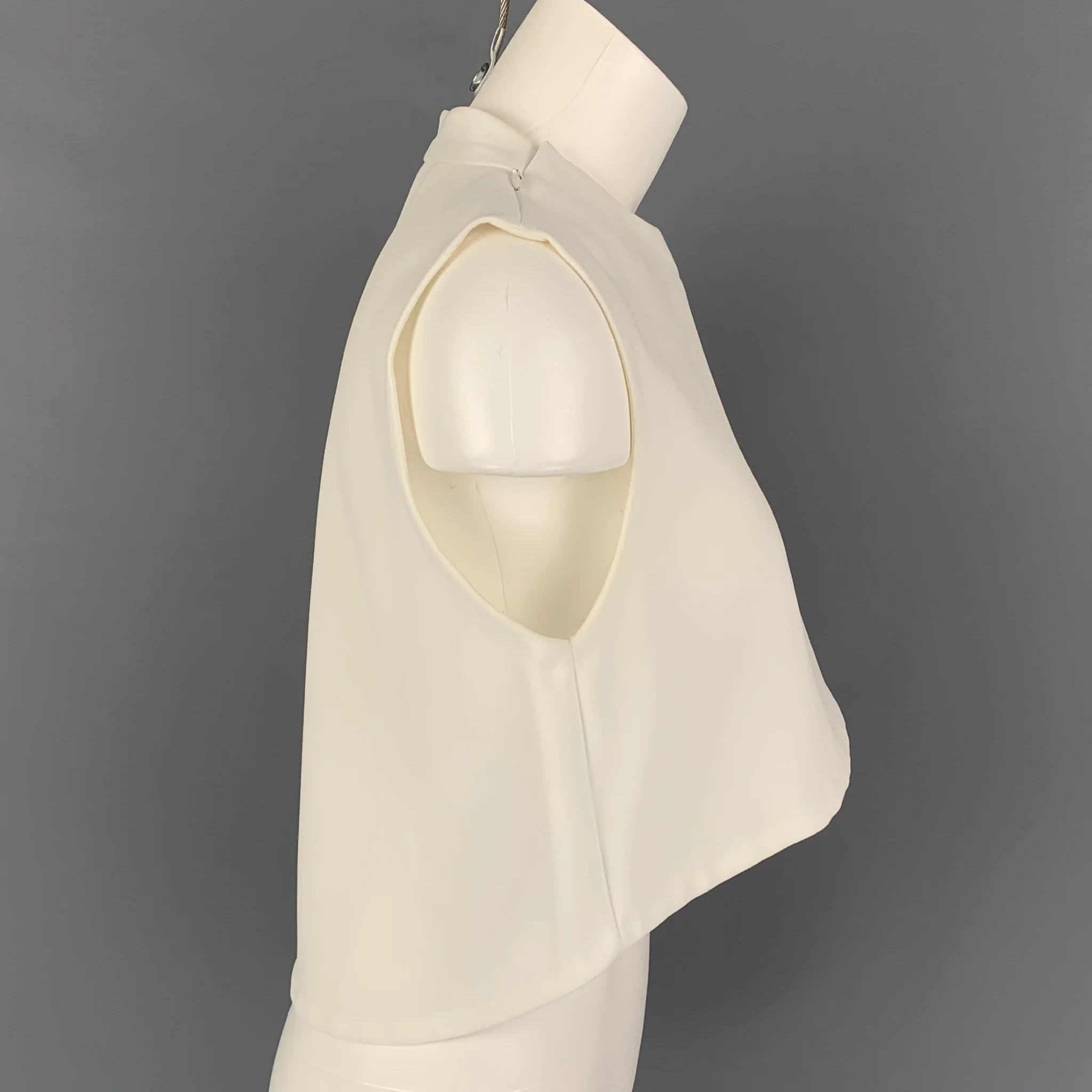 KAAREM Size XS Cream Polyester Sleeveless Cropped Dress Top - Image 2