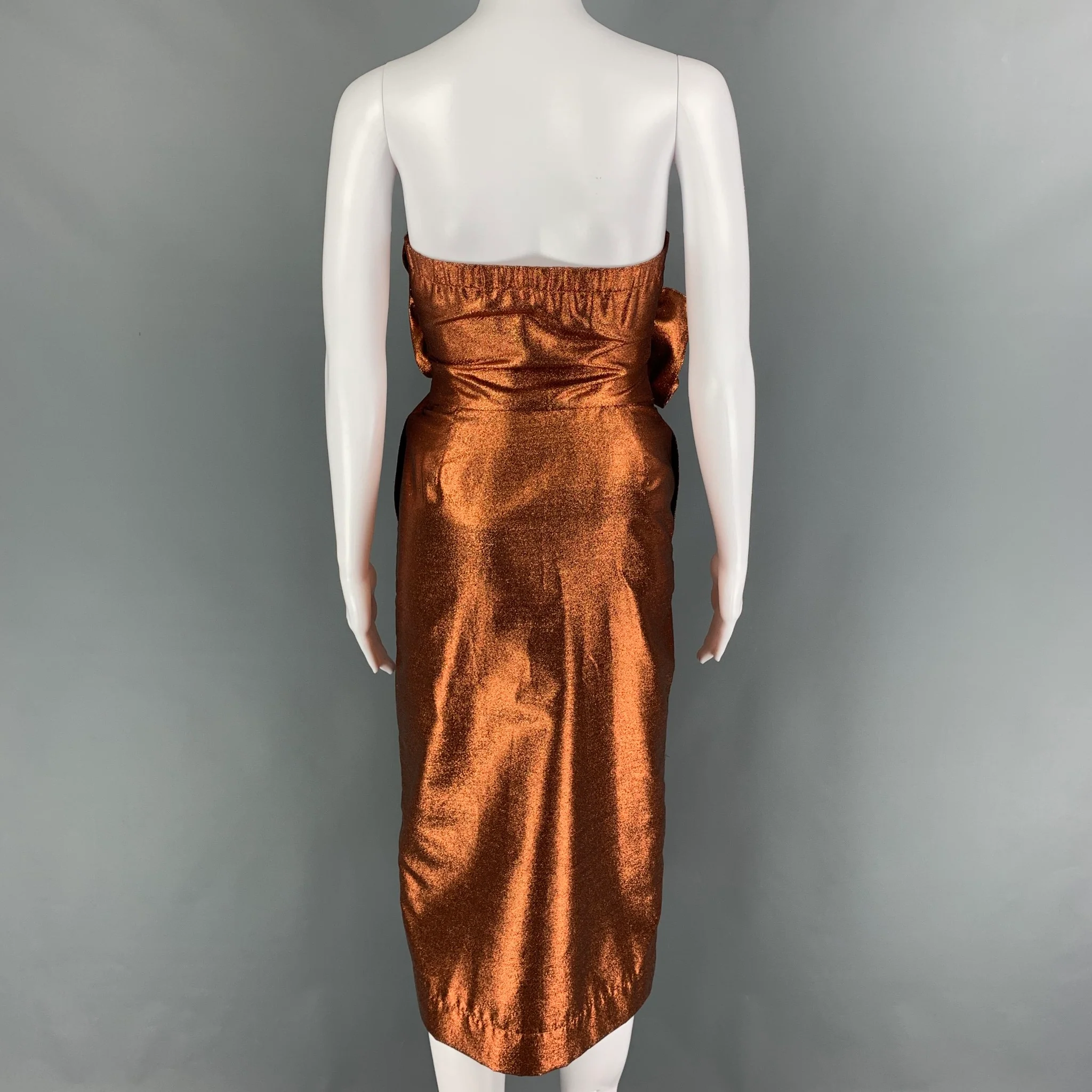KAMPERETT Size XS Copper Nylon Blend Strapless Vuelo Dress - Image 4