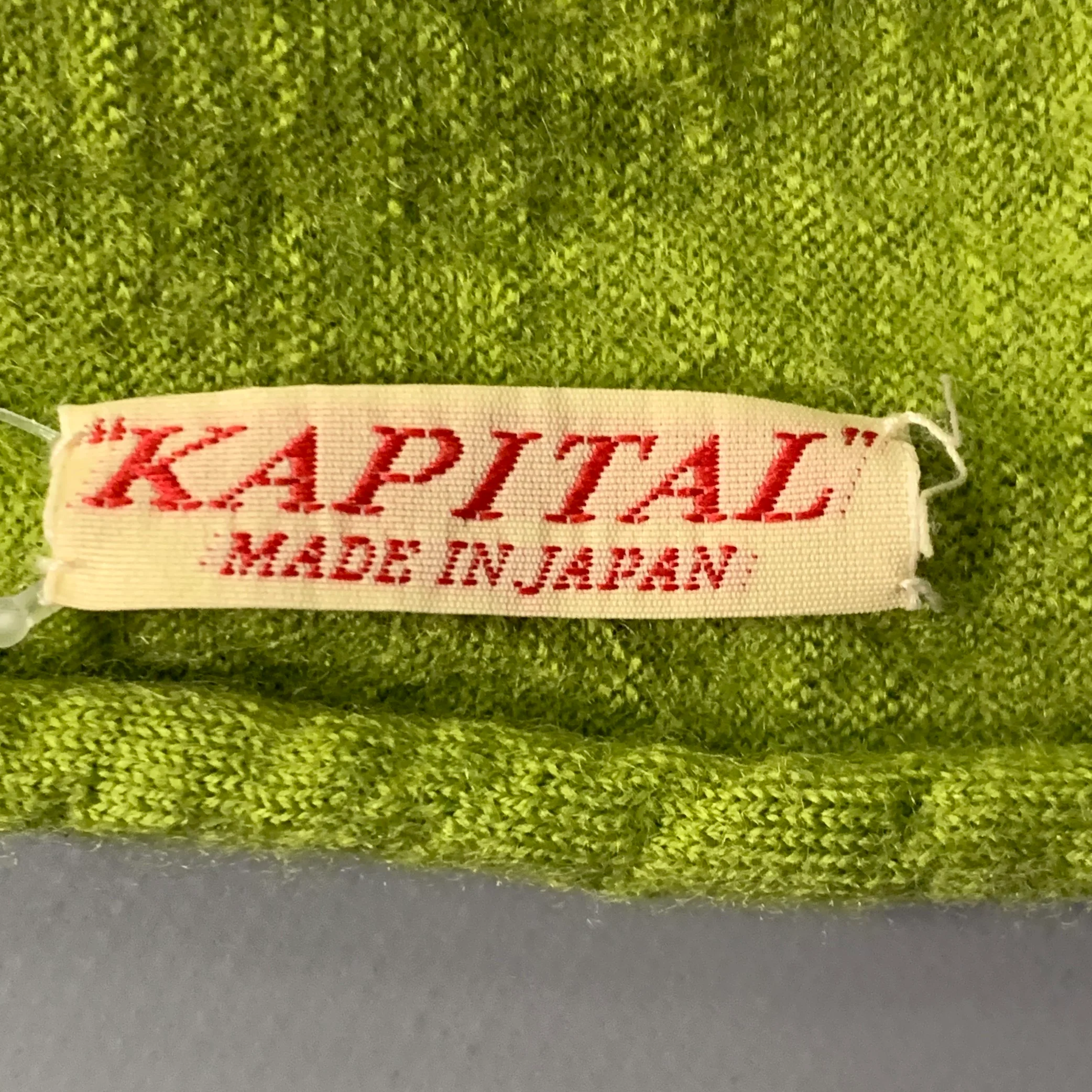 KAPITAL Green White Butterfly Oversized Wool Scarf - Image 5