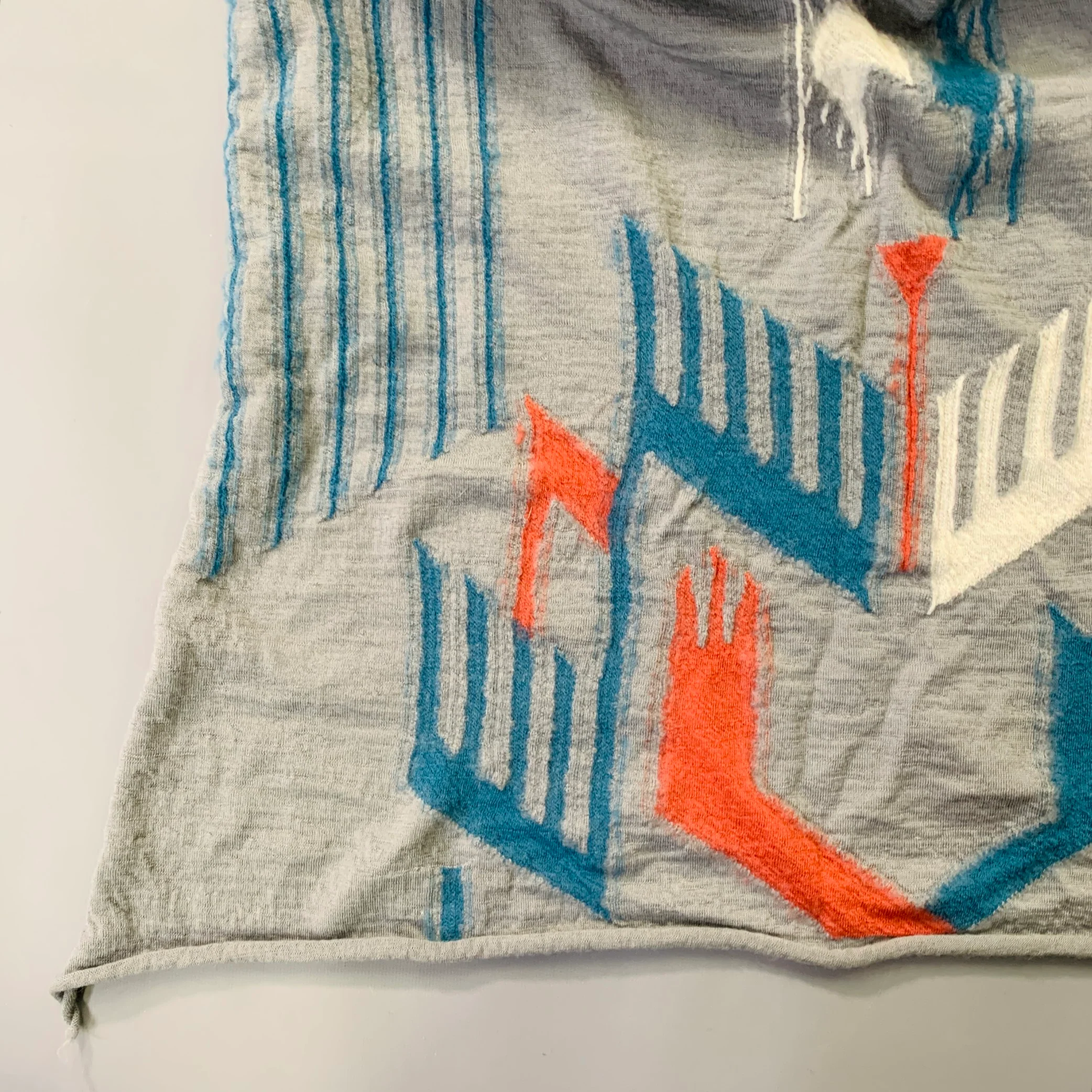 KAPITAL Grey Blue Orange Abstract Oversized Wool Scarf - Image 3