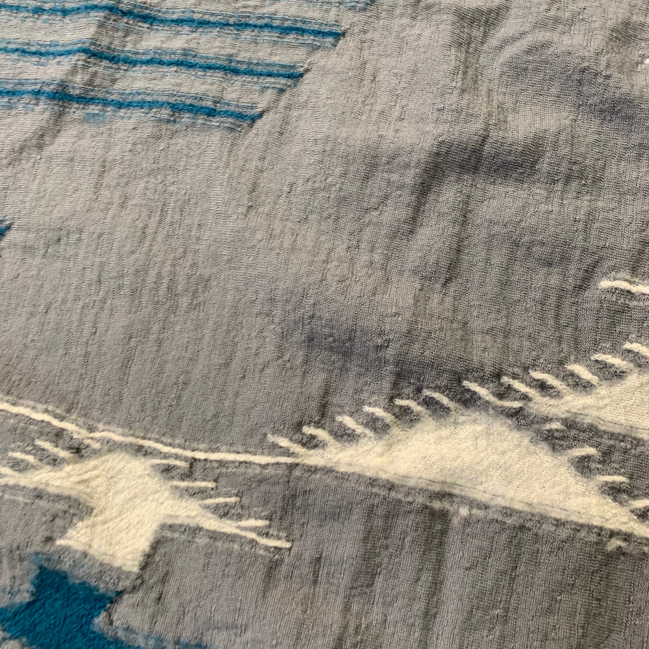 KAPITAL Grey Blue Orange Abstract Oversized Wool Scarf - Image 5