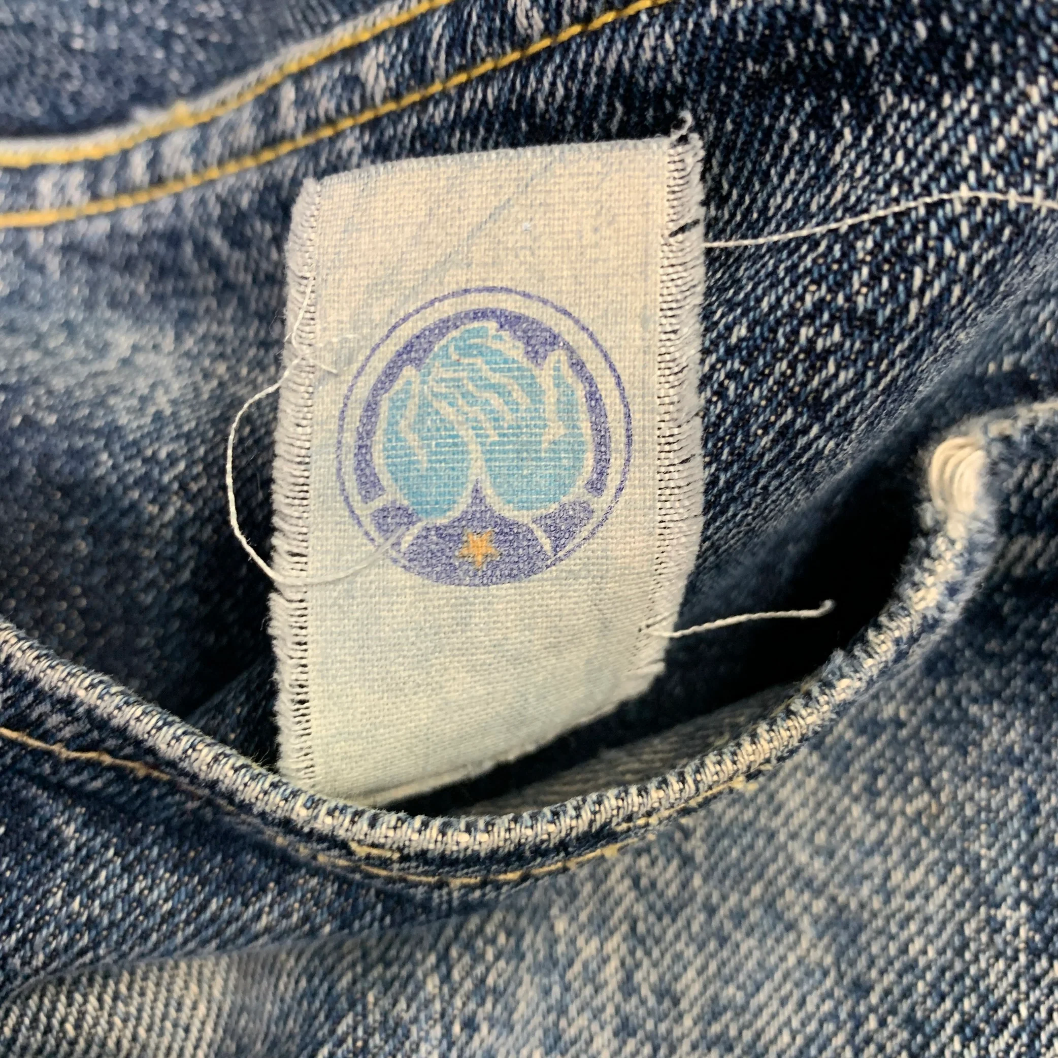 KAPITAL Size 29 Blue Distressed Cotton Straight Five Pockets Jeans - Image 9