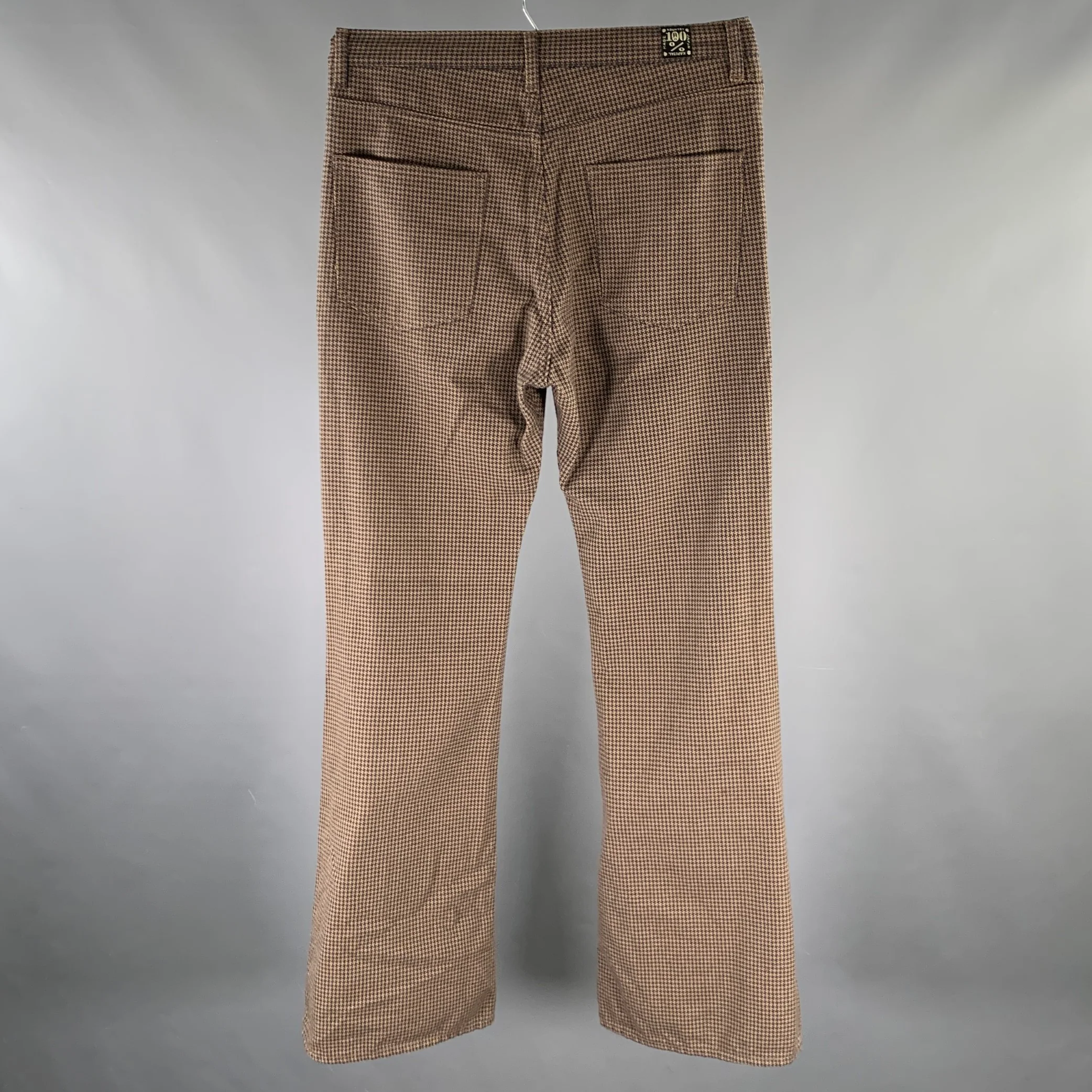 KAPITAL Size 31 Brown Navy Houndstooth Cotton Pants - Image 3