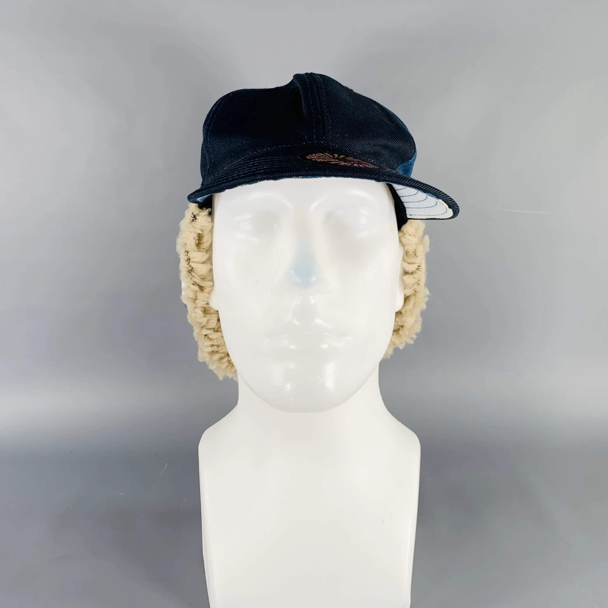 KAPITAL Size 7 1/2 Indigo Mixed Fabrics Patchwork Cotton Hat - Image 2