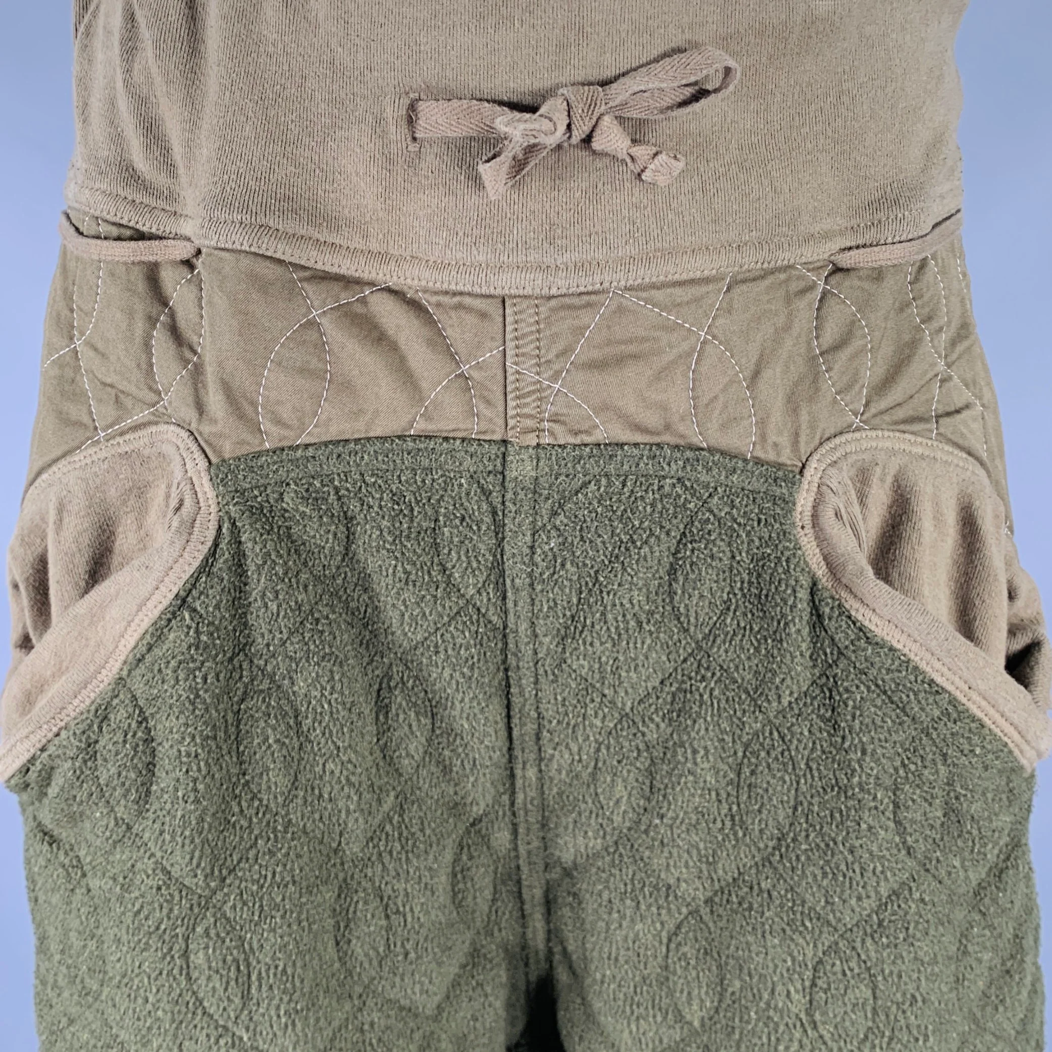 KAPITAL Size L Green Mixed Fabrics Cotton Polyester Embroidered Casual Pants - Image 2