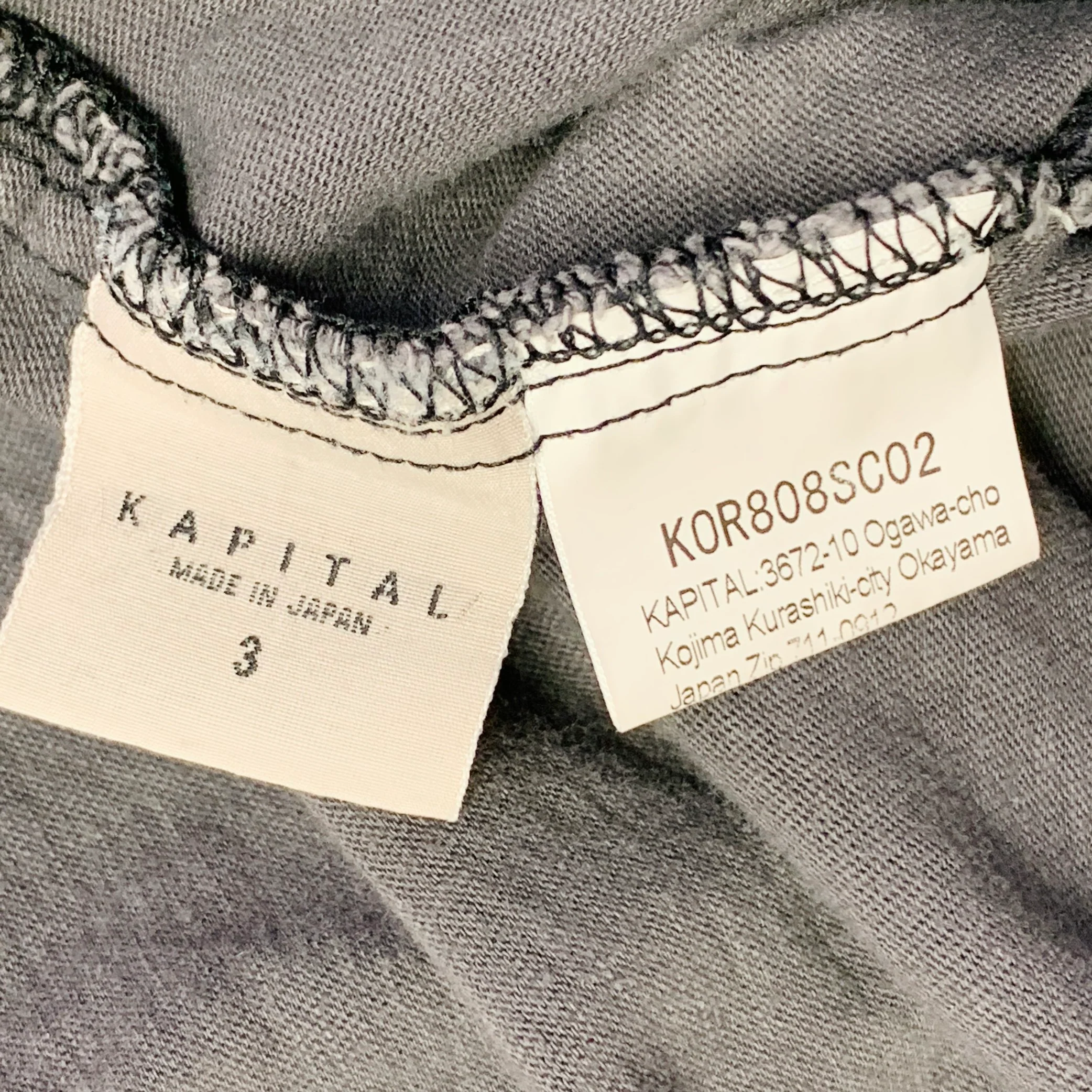 KAPITAL Size L Grey Cream Bandana Print Cotton One Pocket Oversized T-shirt - Image 7