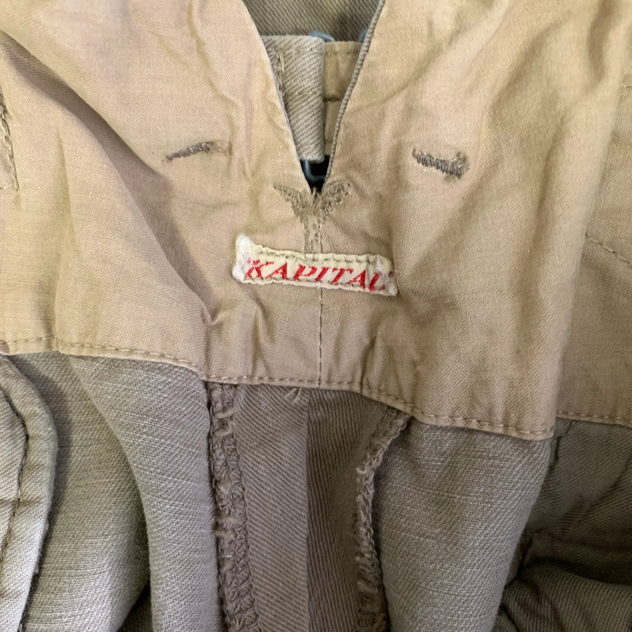 KAPITAL Size L Khaki Tan Solid Cotton Double knee Casual Pants - Image 3