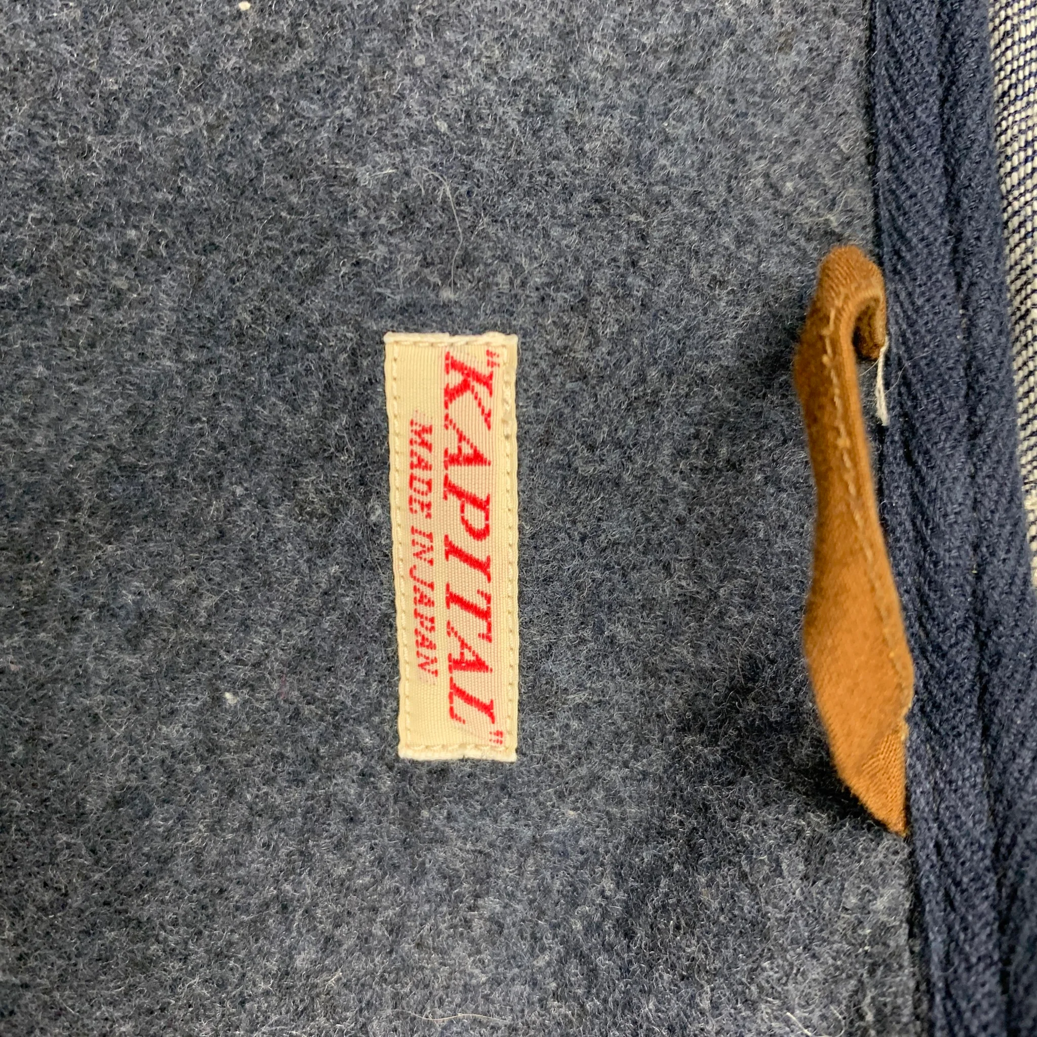 KAPITAL Size M Indigo Contrast Stitch Cotton Hooded Jacket - Image 6