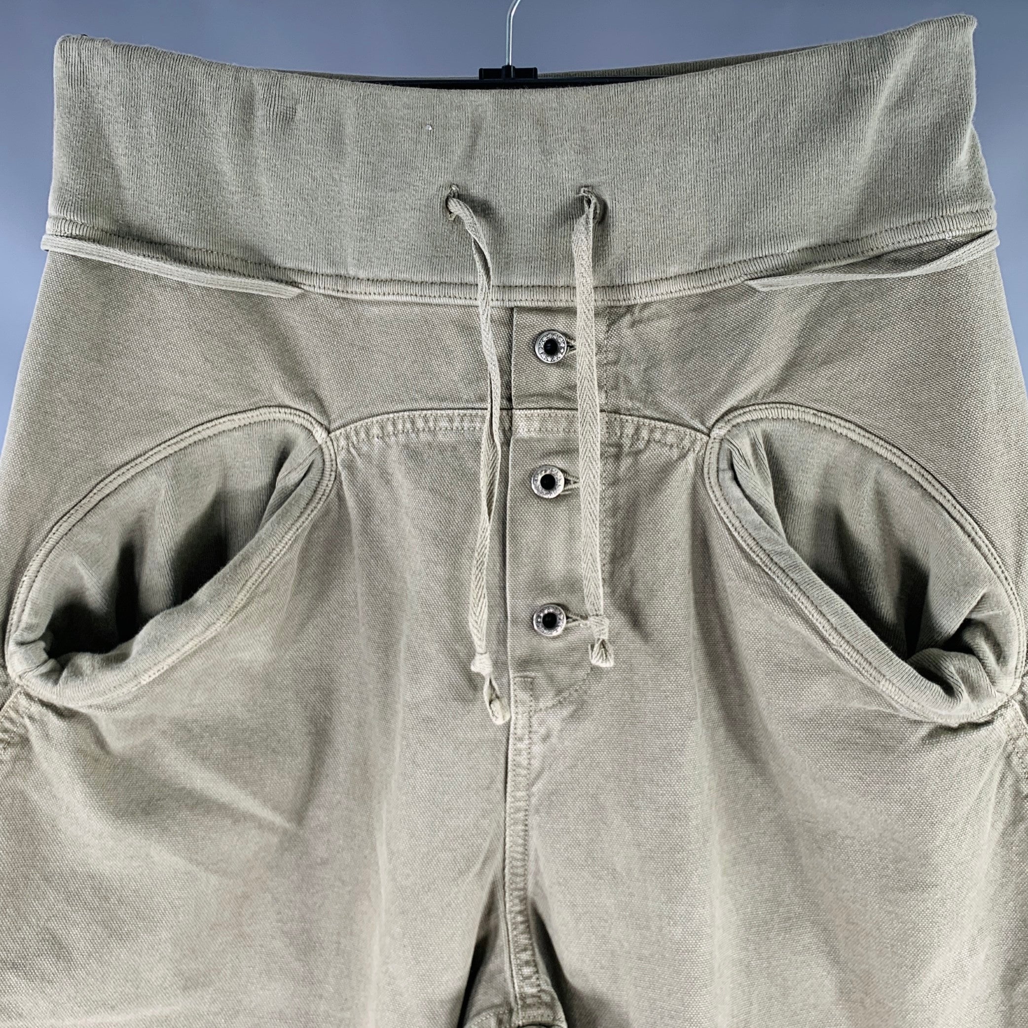 KAPITAL Size M -Sarouel- Green Cotton Drop Crotch Casual Pants - Image 2