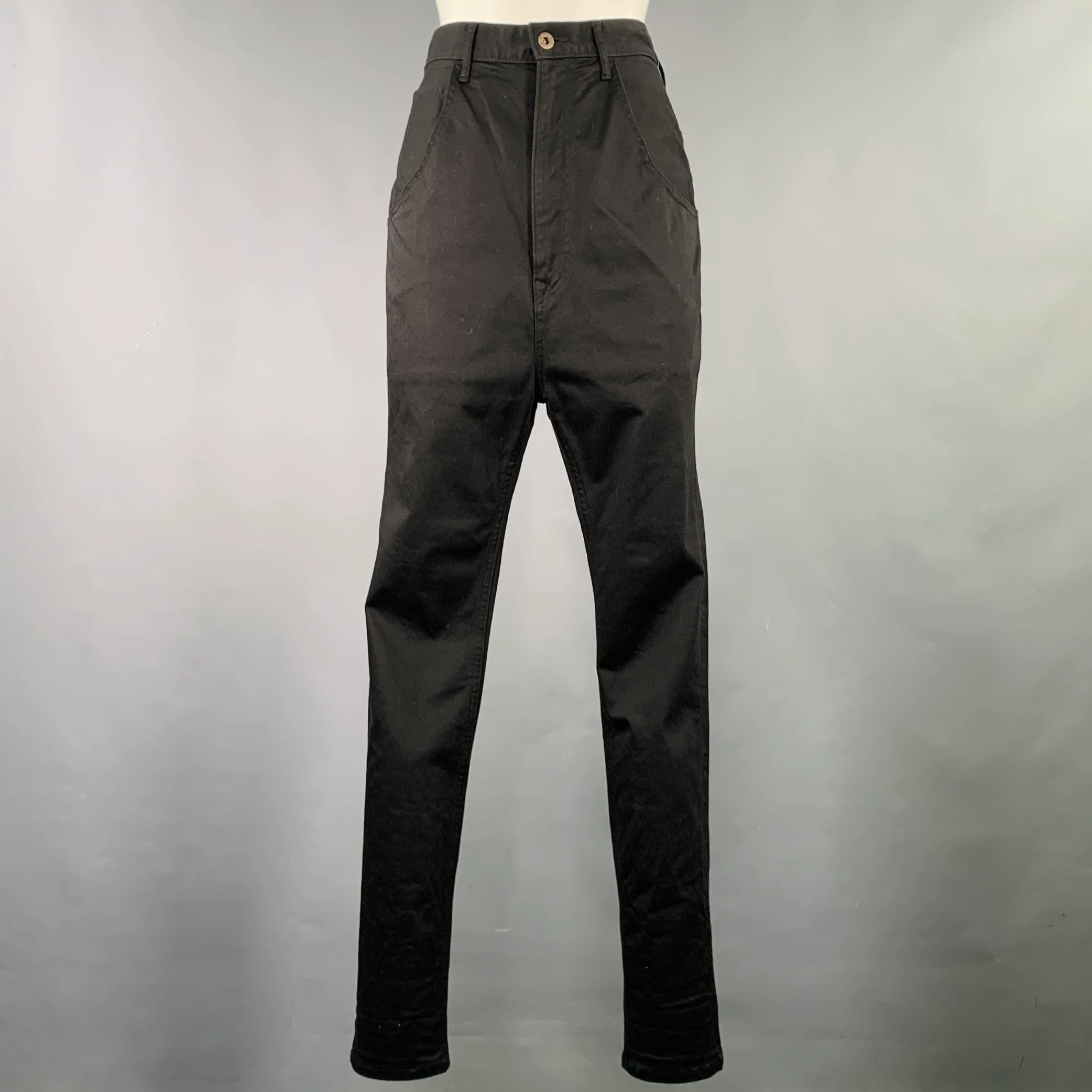 KAPITAL Size S Black Cotton Polyurethane Drop Crotch Casual Pants