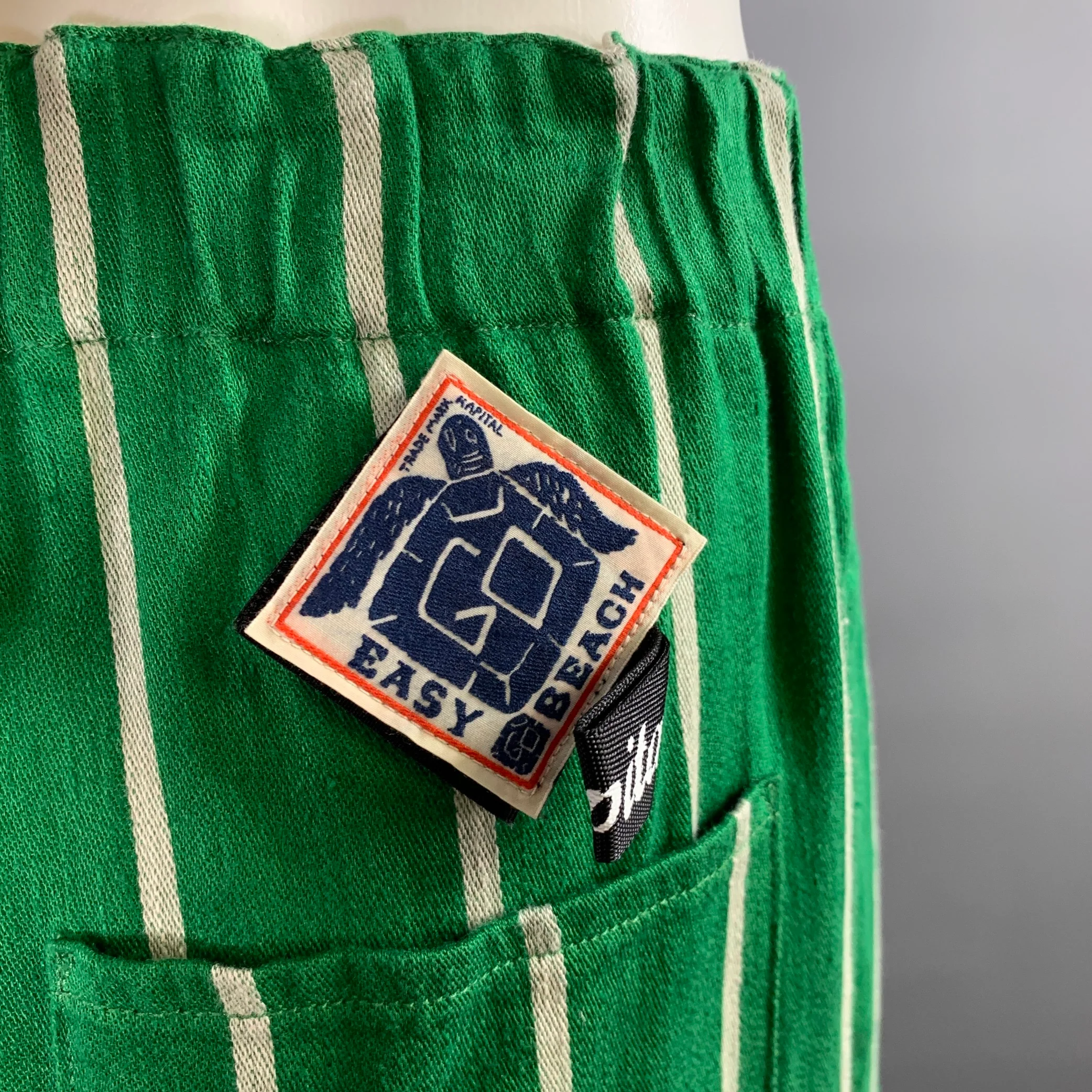 KAPITAL Size S Green White Stripe Casual Pants - Image 2