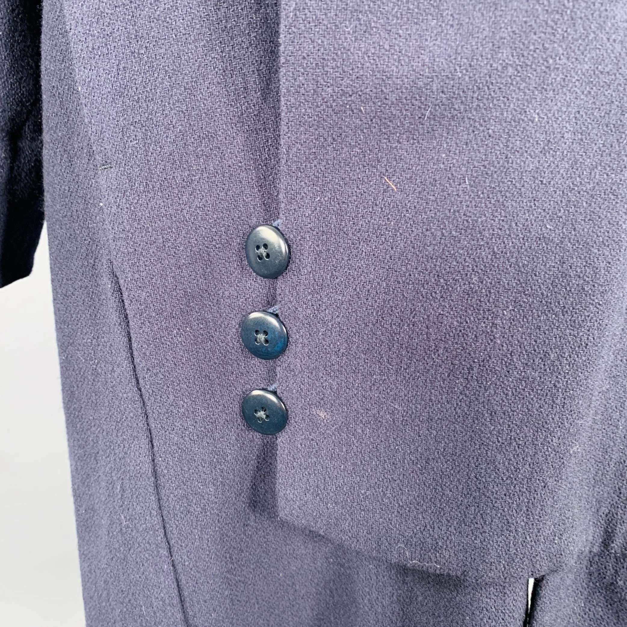 KAPITAL Size S Navy Wool Blend A-Line Coat - Image 3