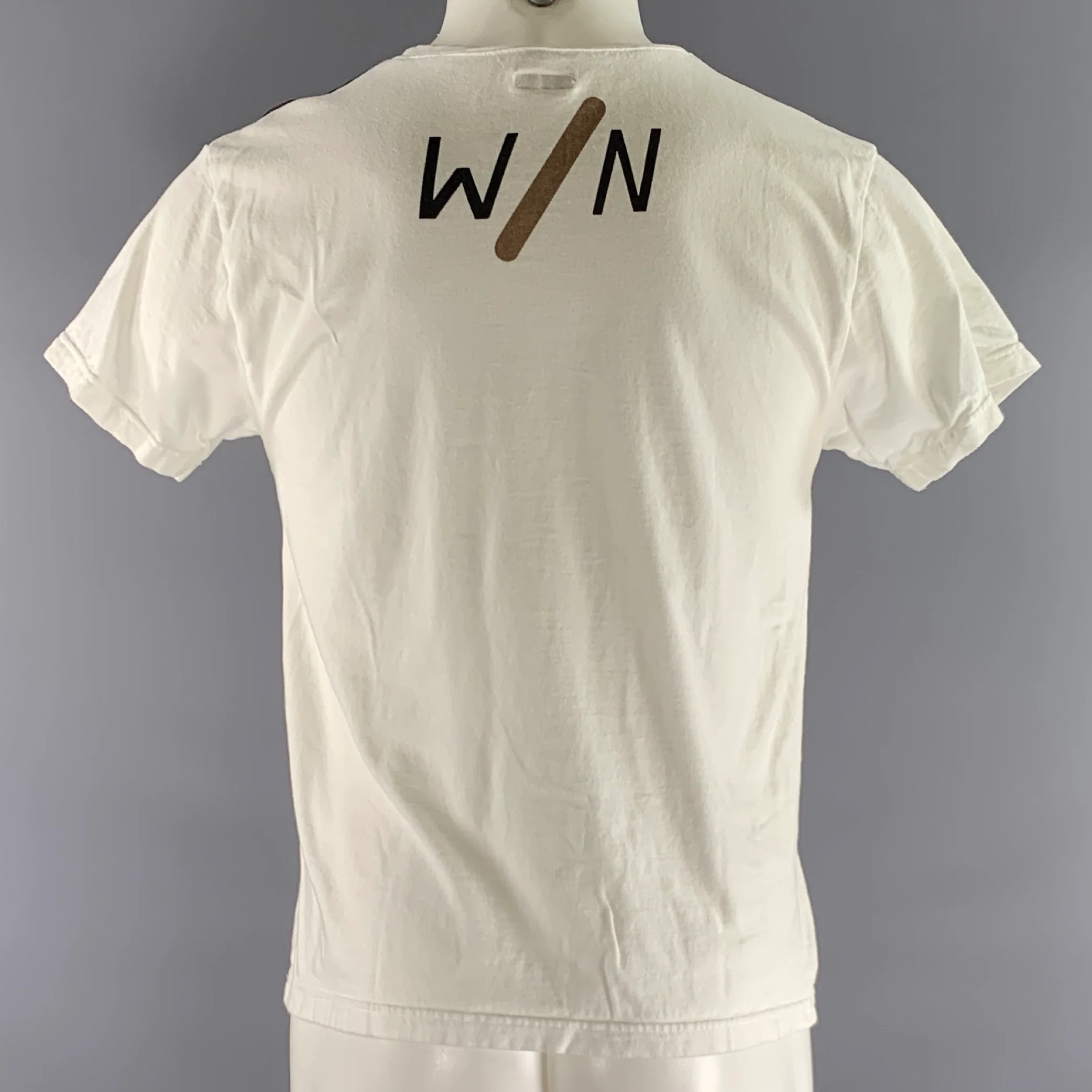 KAPITAL Size S White Black Cotton Crew-Neck T-shirt - Image 3