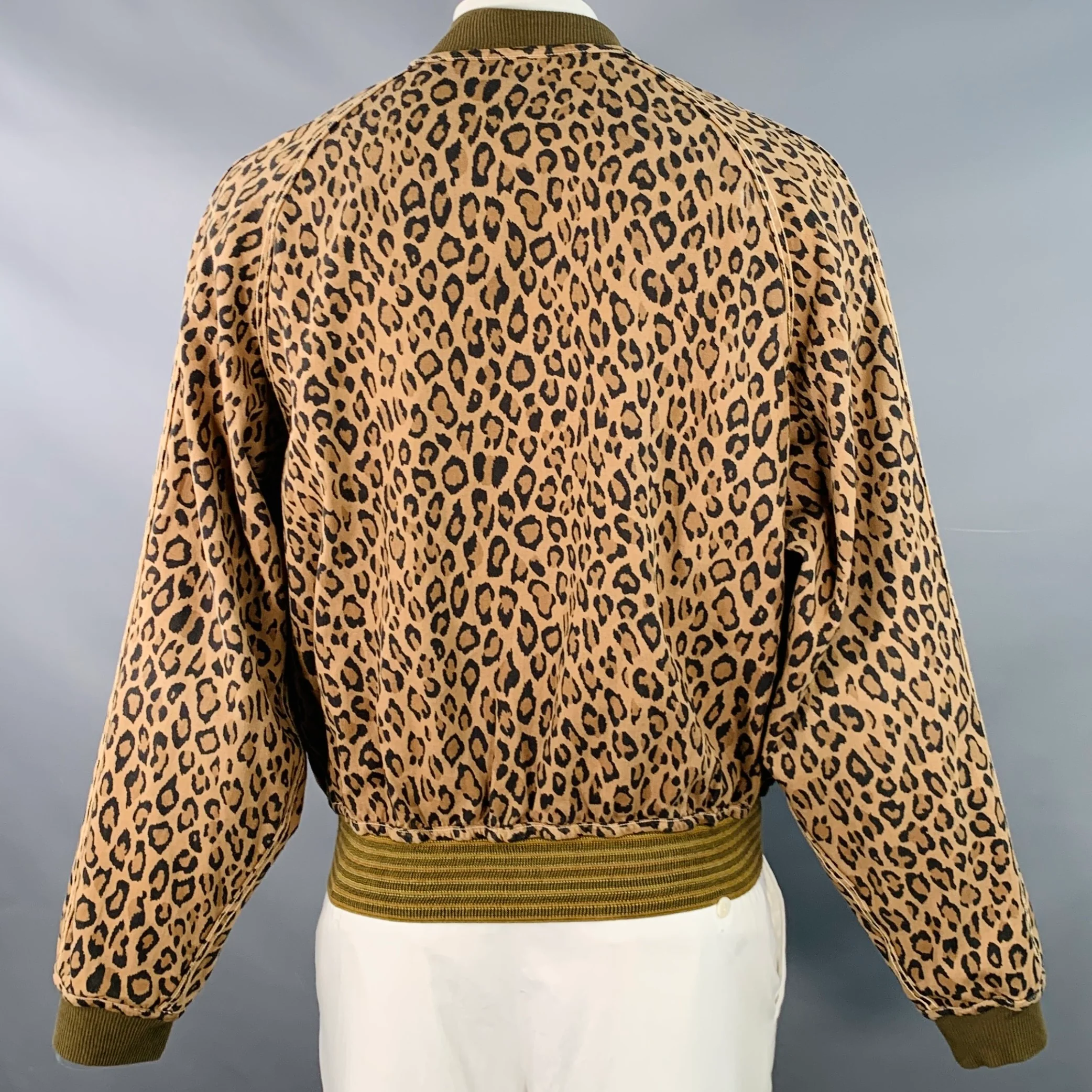 KAPITAL Size XL Brown Black Animal Print Tiger Camo Cotton Reversible Bomber Jacket - Image 4