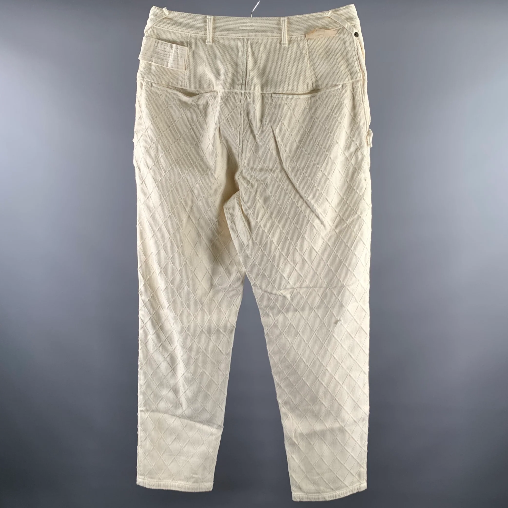 KAPITAL Size XL Cream Diamond Cotton Button Fly Casual Pants - Image 3