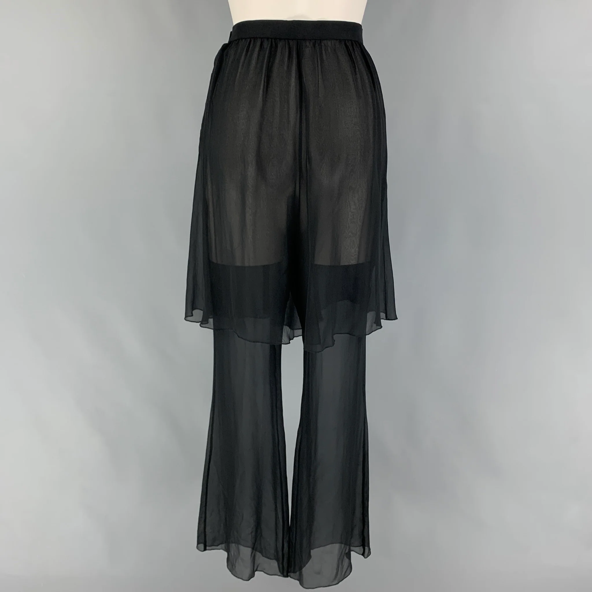 KARL LAGERFELD Size 6 Black Silk Overlay Dress Pants - Image 3