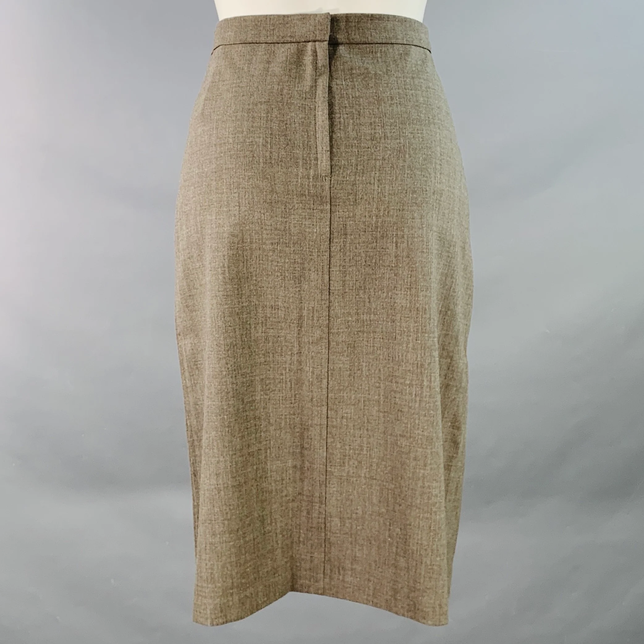 KATAYONE ADELI Size 2 Brown Grey Wool Blend Pencil Below Knee Skirt - Image 2