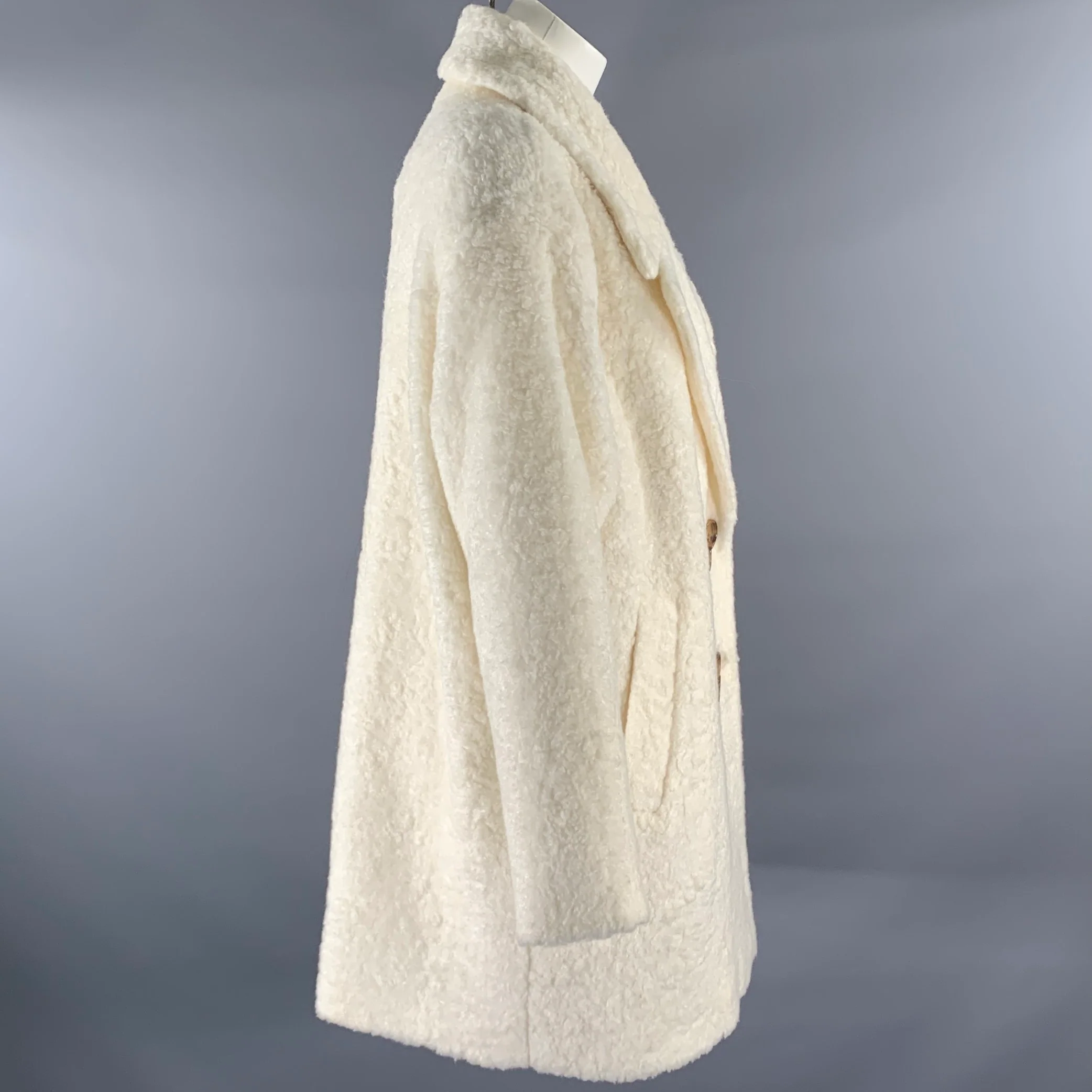 KATE SPADE Size XL Cream Acrylic Blend Faux Fur Peacoat - Image 3