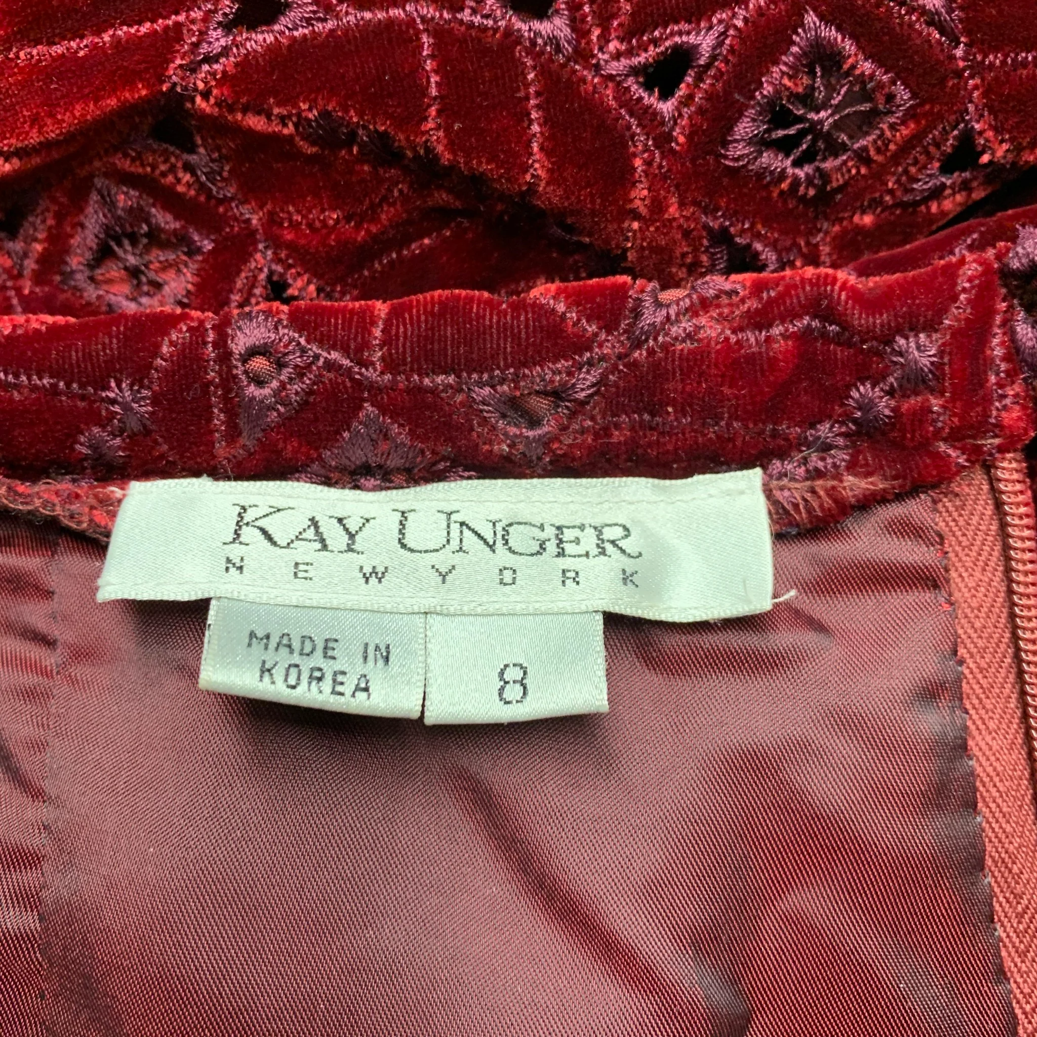 KAY UNGER Size 8 Burgundy Rayon Silk Cut Out Dress Pants - Image 4