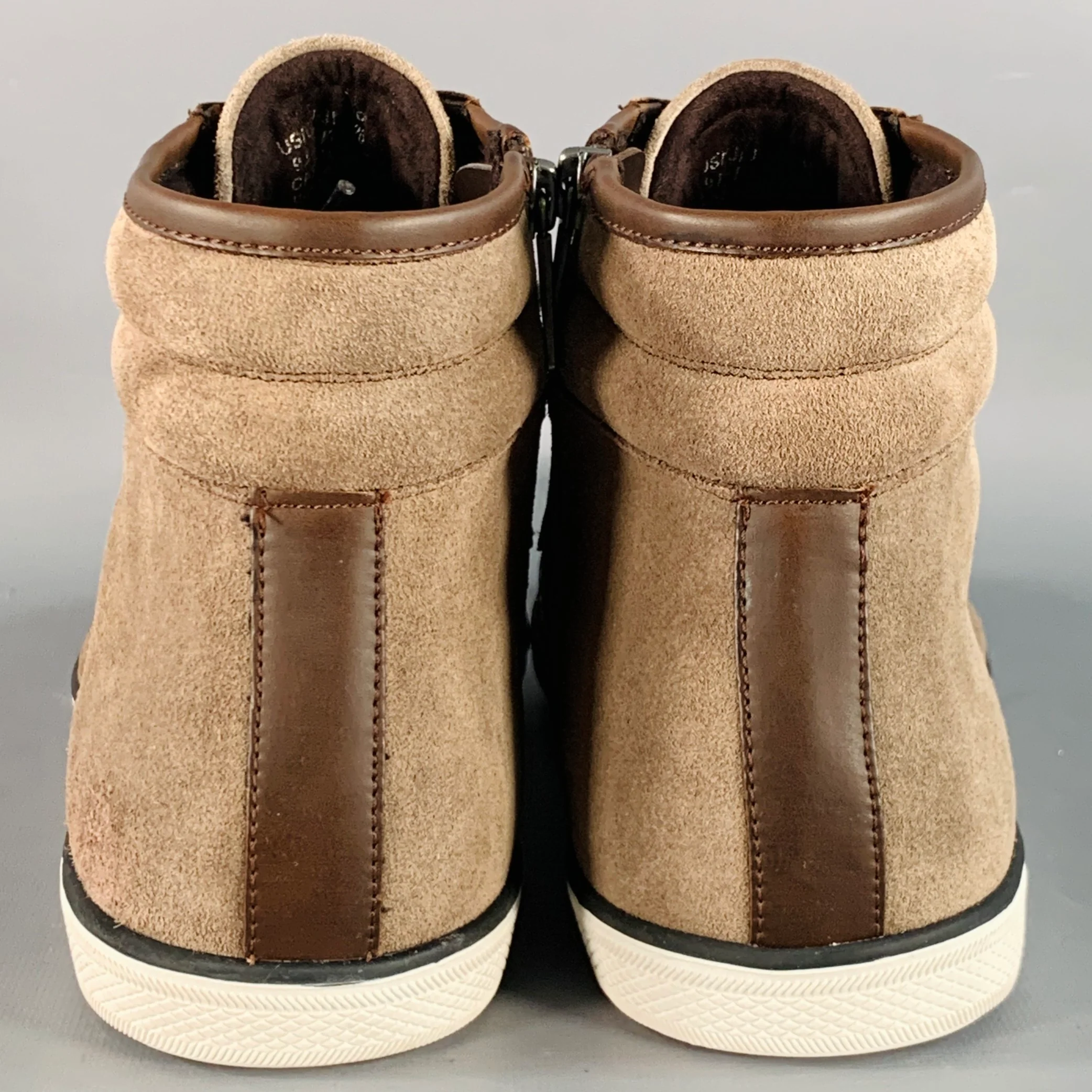 KENNETH COLE Size 9 Caden Brown Perforated Suede High Top Sneakers - Image 3