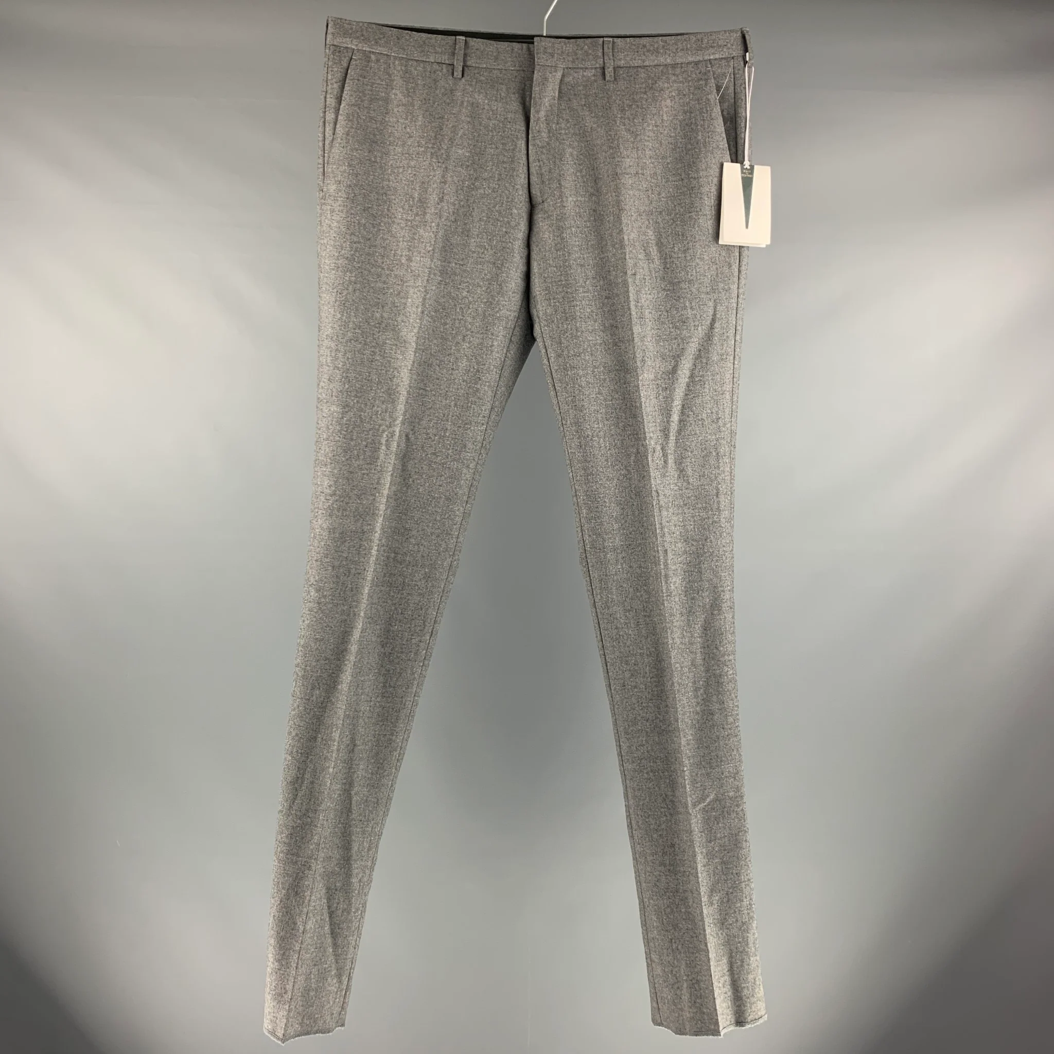 KENT and CURWEN Size 38 Grey Heather Wool Zip Fly Dress Pants