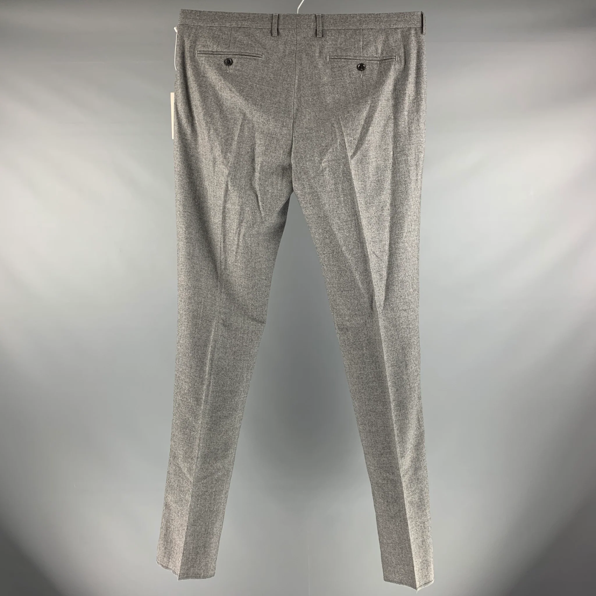 KENT and CURWEN Size 38 Grey Heather Wool Zip Fly Dress Pants - Image 4