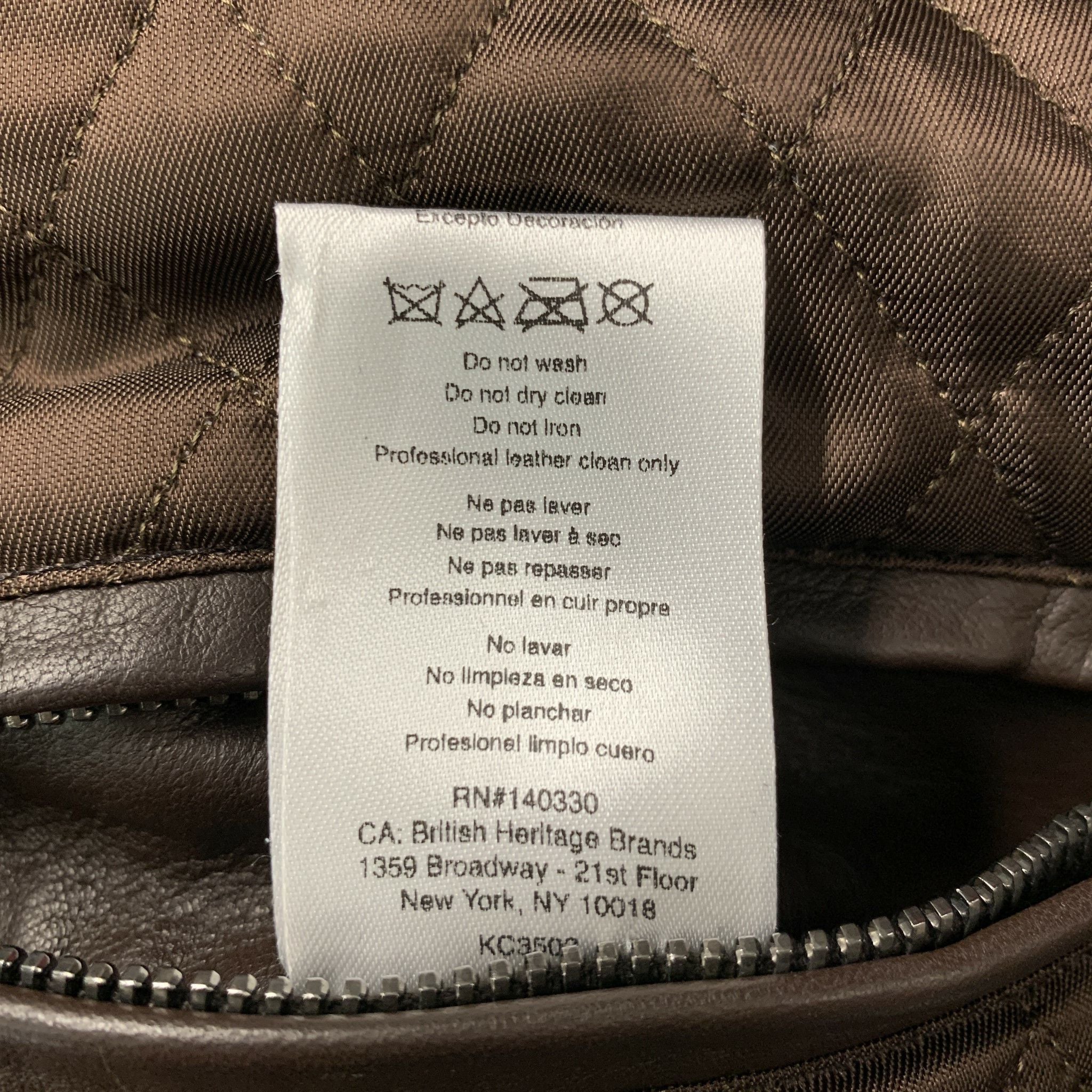 KENT & CURWEN Size M Brown Solid Leather Zip Up Jacket - Image 7