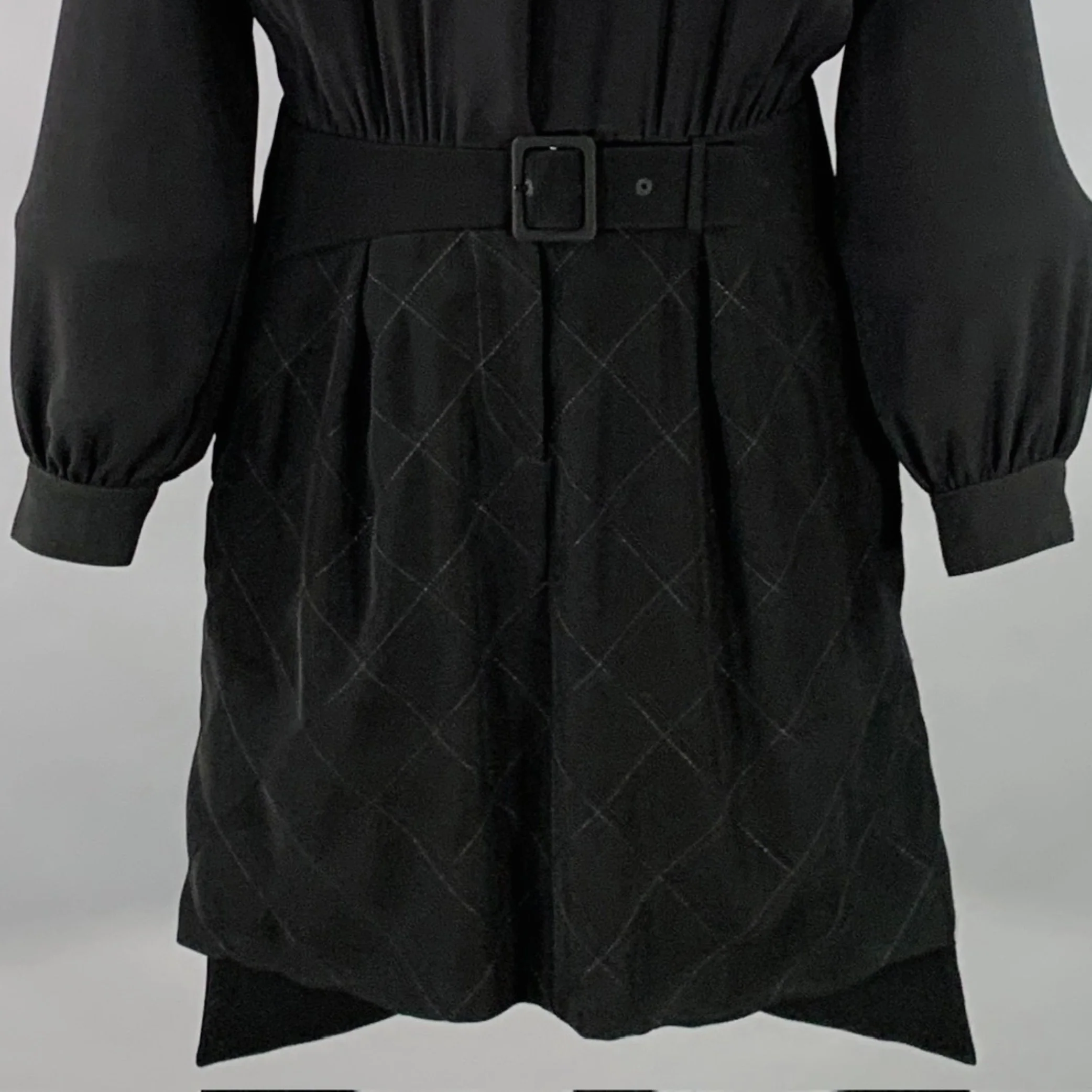KENZO Size 4 Black Polyester Long Sleeve Knee Length V-Neck Shirt Dress - Image 2