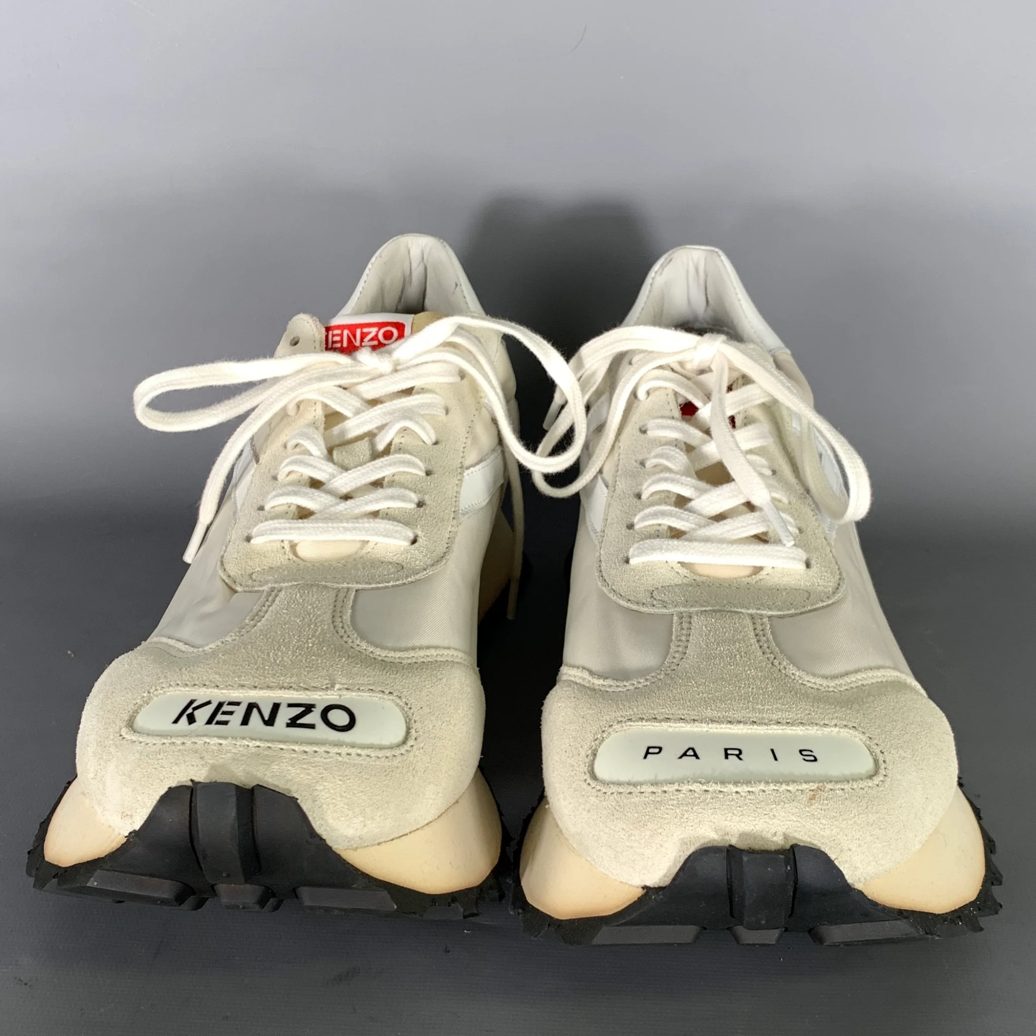 KENZO Size 9.5 White Nylon Lace Up Sneakers - Image 4