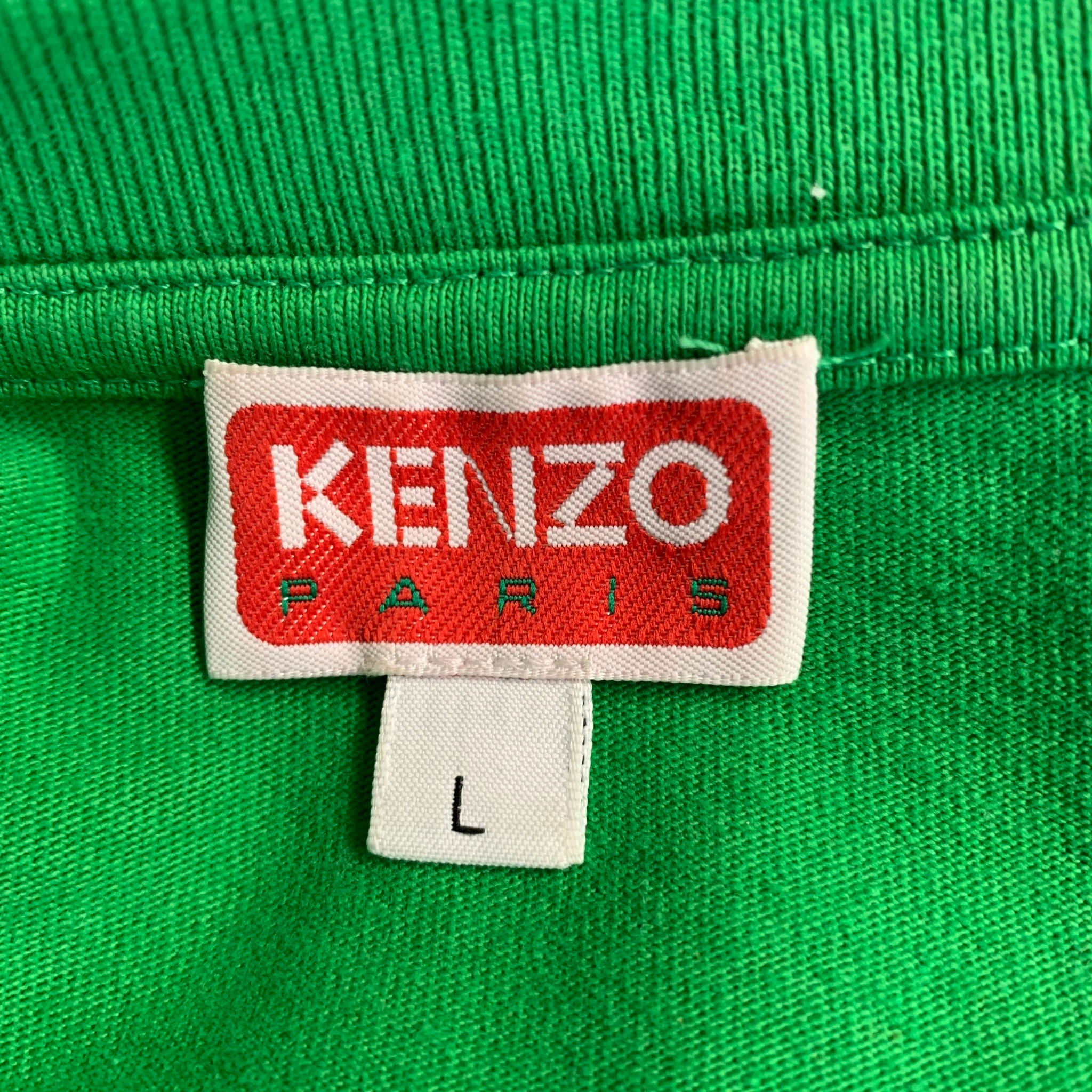 KENZO Size L Green Orange Poppy Graphic Cotton Crew Neck T-shirt - Image 6