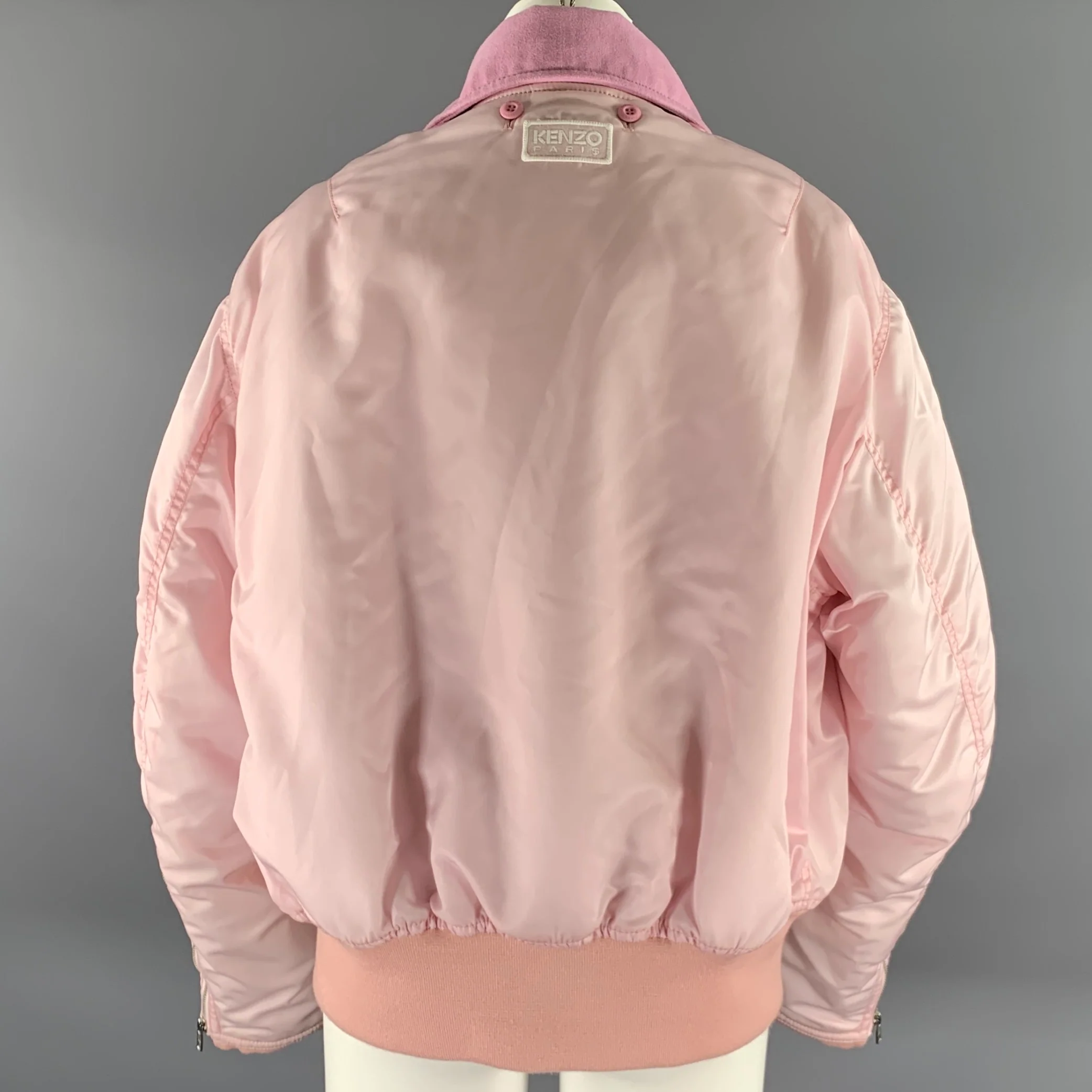 KENZO Size M Light Pink Polyamide Bomber Jacket - Image 4